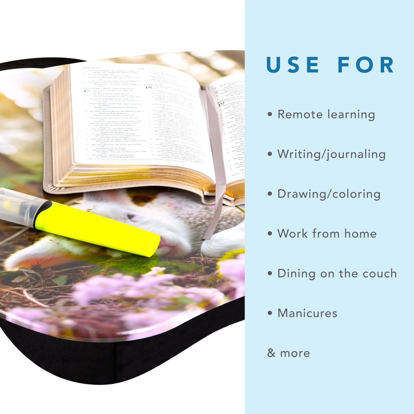LAPGEAR MyStyle Portable Lap Desk with Cushion - Christian Lamb - Fits up to 15.6 Inch Laptops - Style No. 45721