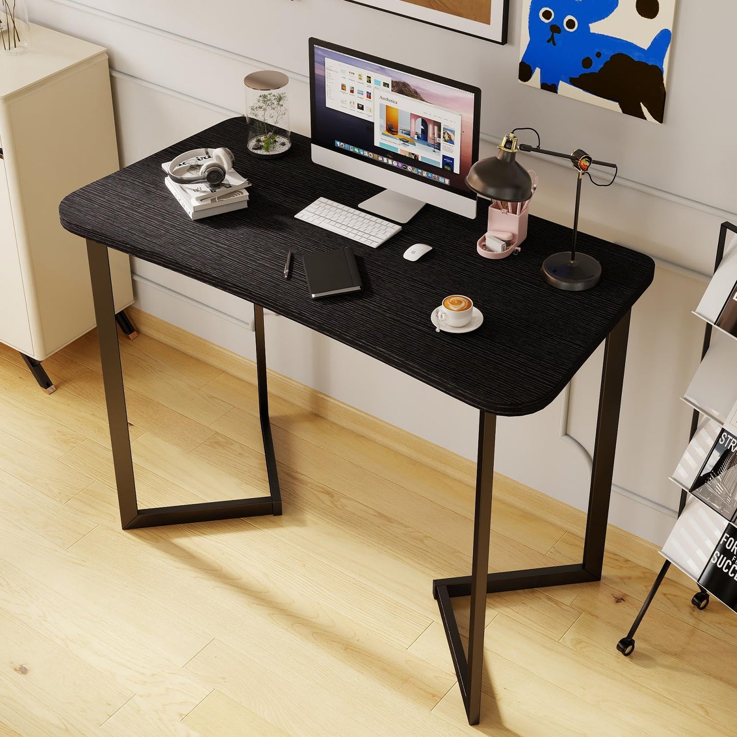 Funecy Computer Desk 40 Inch Small Table for Office,Modern Simple Style Writing Study Work Gaming Table for Home Office (Black)