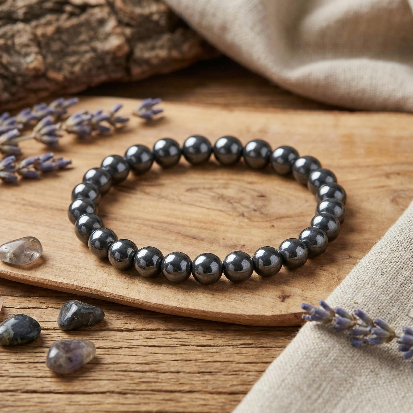 Yochus 45pcs Black Hematite Beads，8mm Healing Power Natural Stone Round Loose Beads for Jewelry Making Earring Necklace DIY Crafts