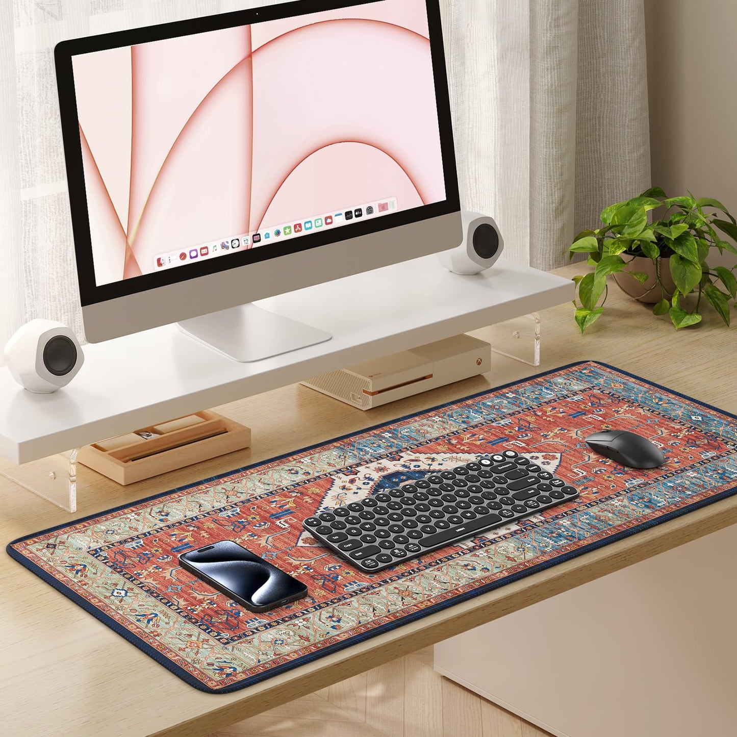 iLeadon Rug Mouse Pad, Large Computer Desk Cover Mat with Smooth Lycra Surface, Desk matt for Desktop, Mousepad with Non-Slip Base, Keyboard Mats for Women Office, Home