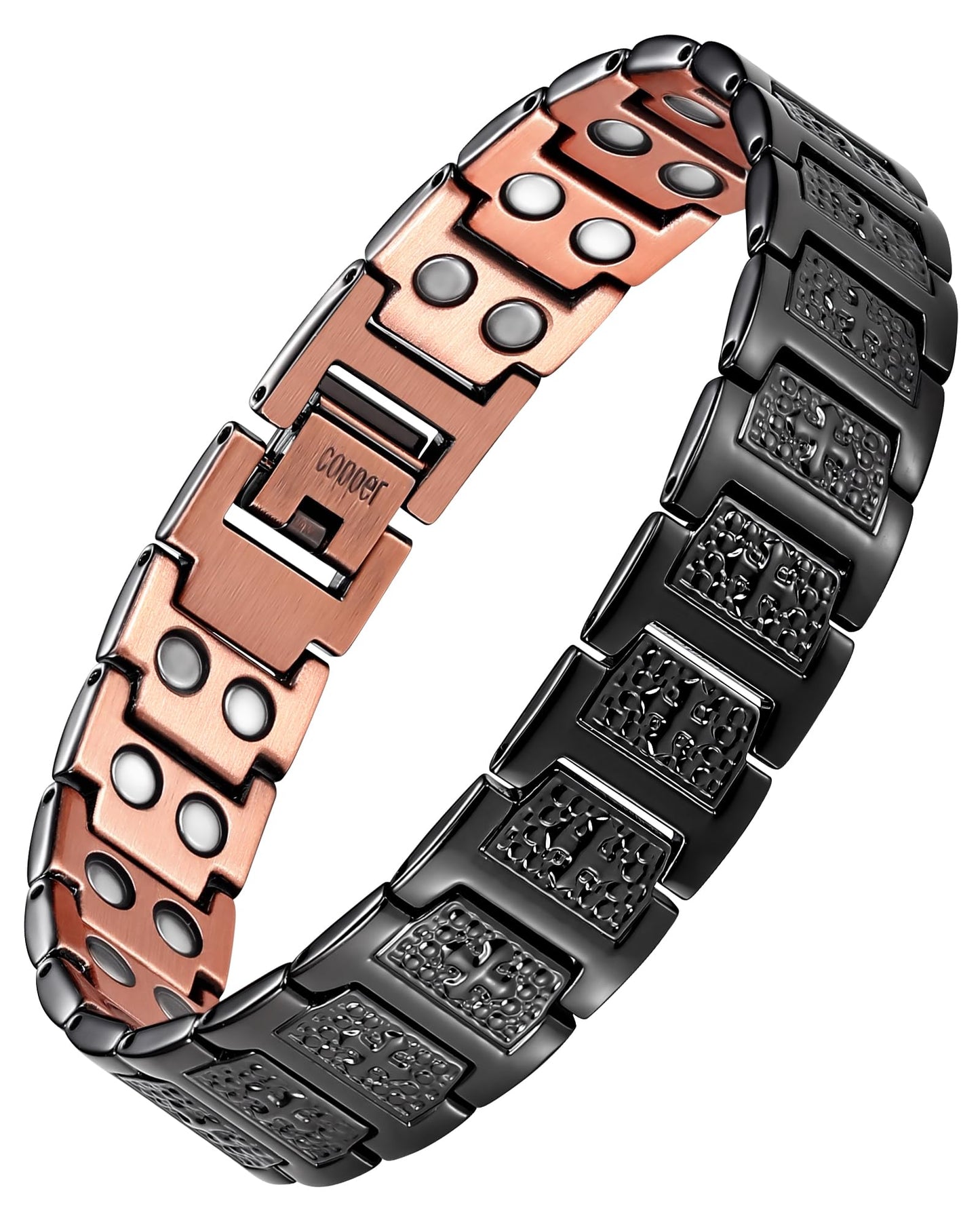 Jecanori 2X Pure Copper Magnetic Bracelet for Men, Mens Cross Bracelets With 3800 Gauss Magnets,Ideal Gift