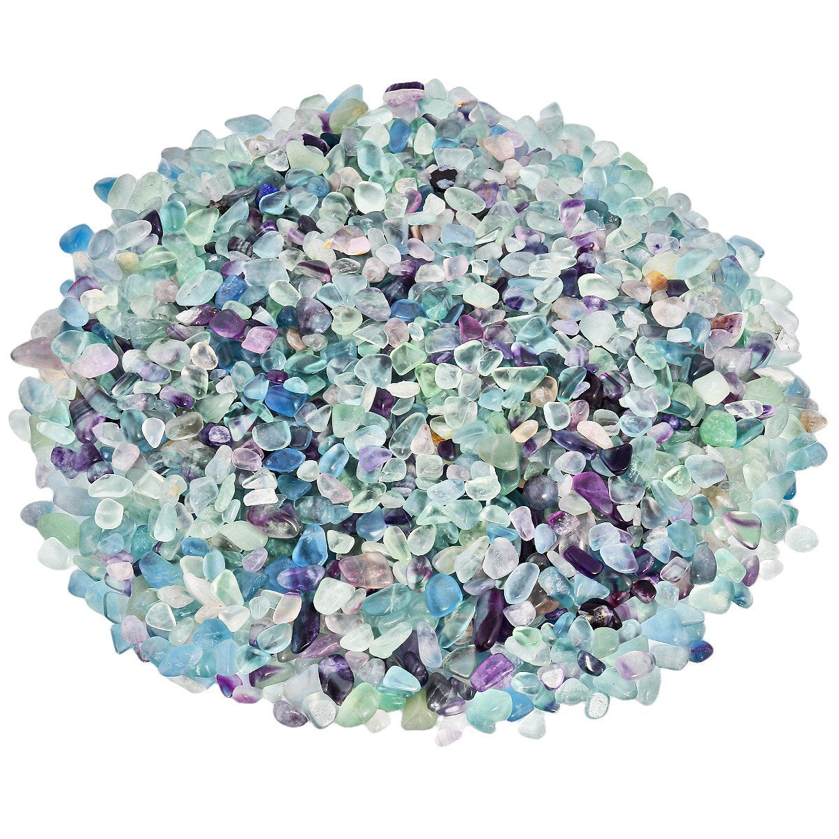 SUNYIK Fluorite Tumbled Chips Stone Crushed Crystal Quartz Pieces Irregular Shaped Stones 1pound(about 460 gram)