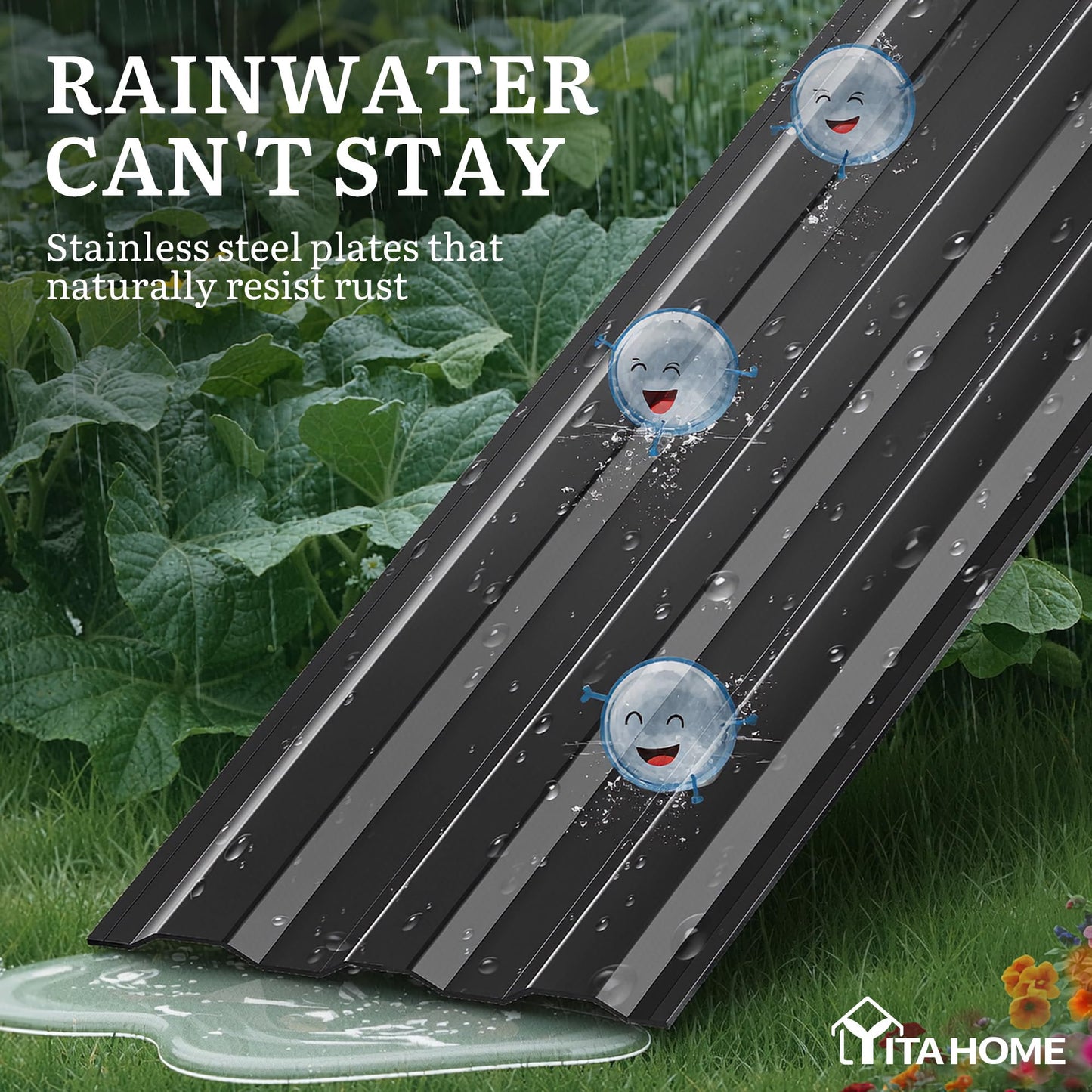 YITAHOME 6x3x1ft 2pcs Large Raised Garden Bed Kit, Galvanized Metal Planter Box with Gloves, Ground Nails, Support Rod, Outdoor Above Ground Planters for Plants Vegetables Flowers, Black