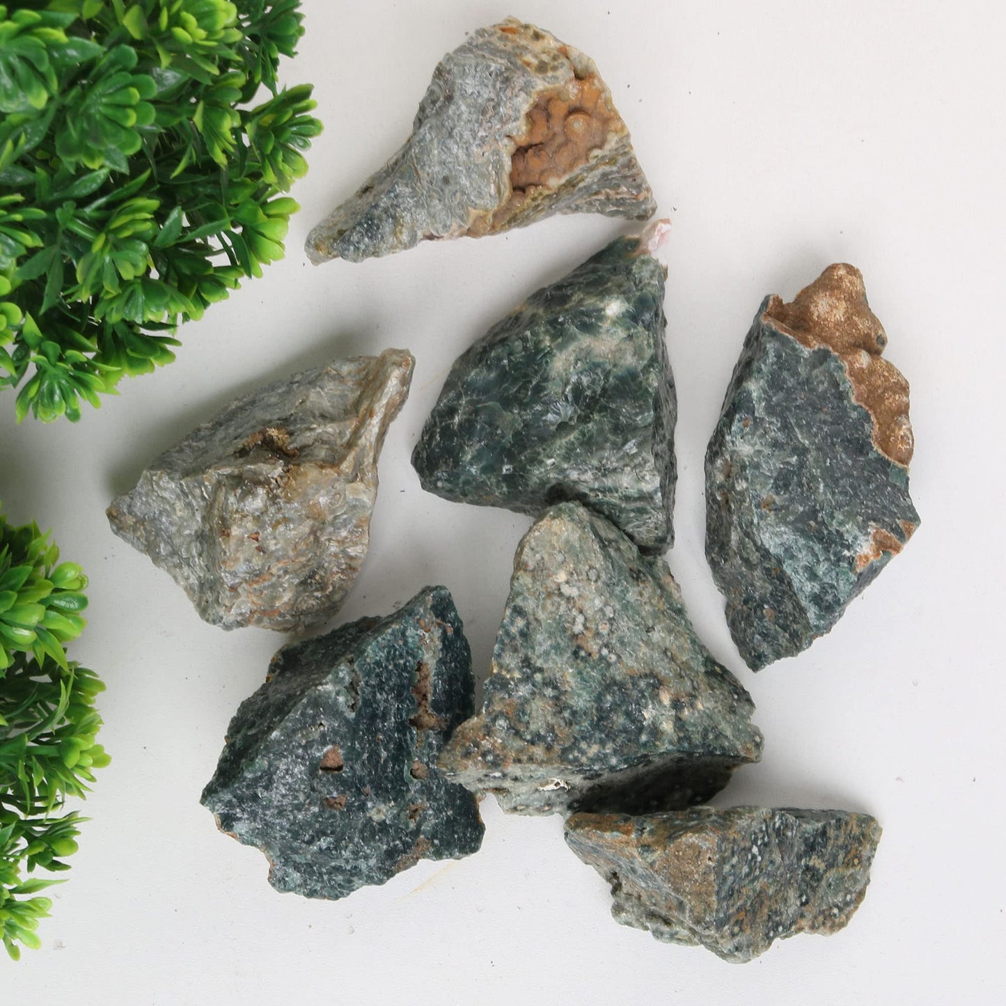 REAL-GEMS Natural Raw Healing Crystals Rough Stones for Tumbling, Cabbing, Polishing, Wire Wrapping, Wicca & Reiki Crystal Healing, Mix Gemstones,7 Chakra (Green Parenite)