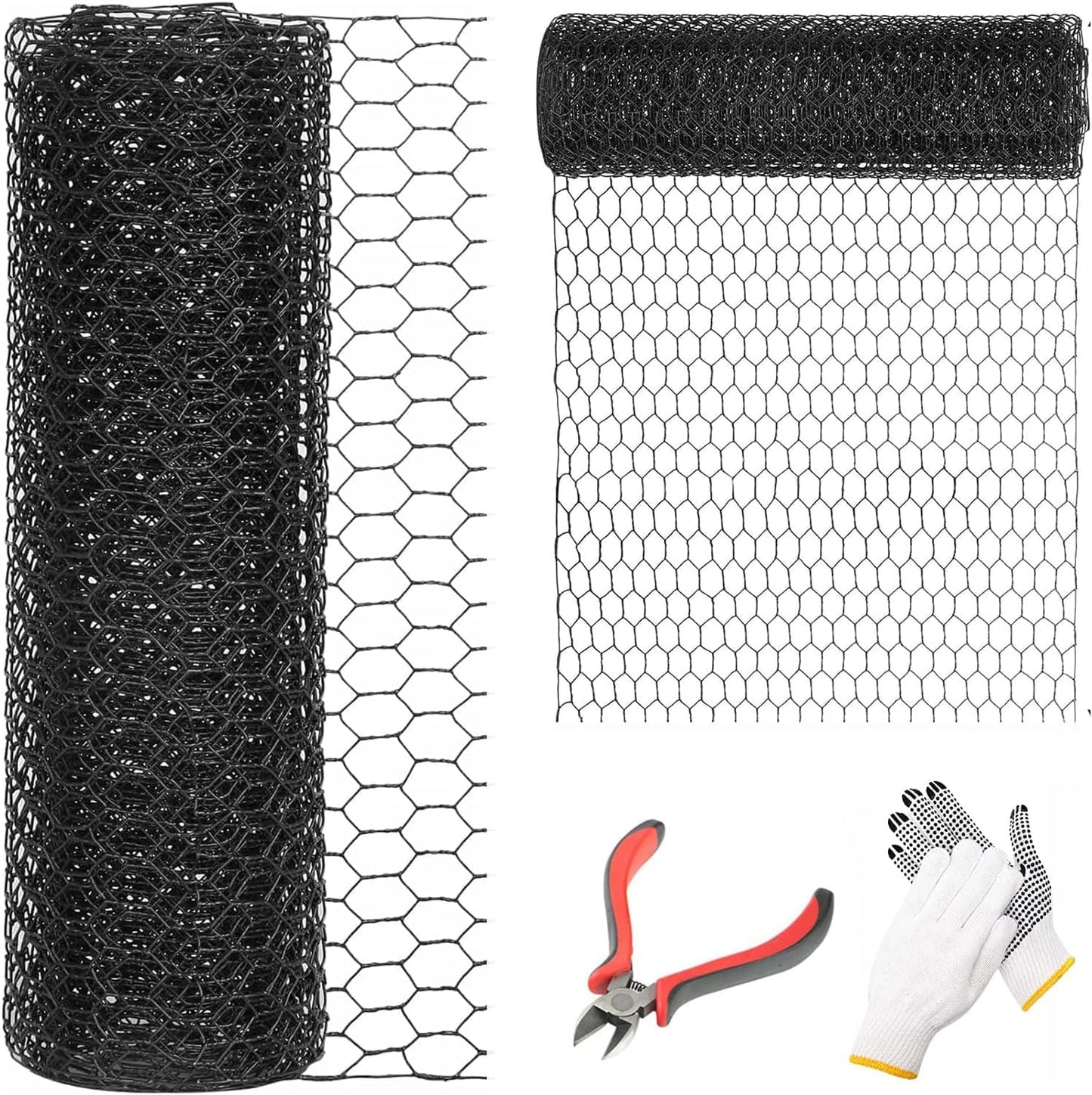DOLEMODUO 1/2 Inch Black Wire Mesh Roll - 12'' x 50' Chicken Wire Fence, 20 Gauge Hardware Cloth Poultry Netting for Garden/Animal Barrier/Rabbit/Floral/Chicken Coop/DIY Projects