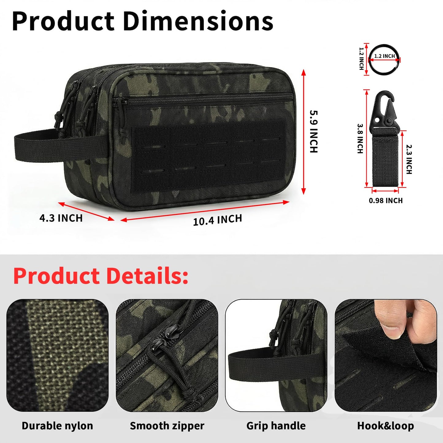 IronSeals Tactical Toiletry Bag Men Hygiene Bag Travel shower Bag EDC Utility Molle Tool Pouch Mens Shaving Kit Bag