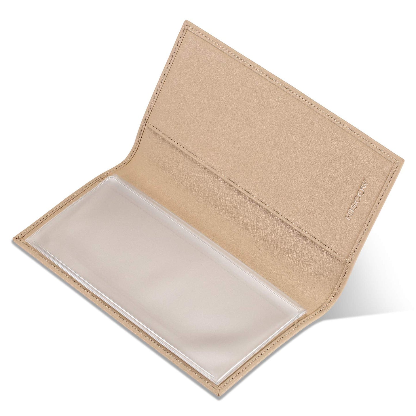 HISCOW Minimalist Checkbook Cover - Full Grain Leather (Premium Apricot)