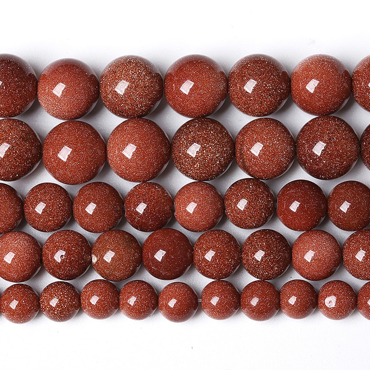 180pcs 4MM Gold Sandstone Beads Natural Stone Round Loose Beads for Jewelry Making DIY Bracelet Necklace 2 Strands 32"
