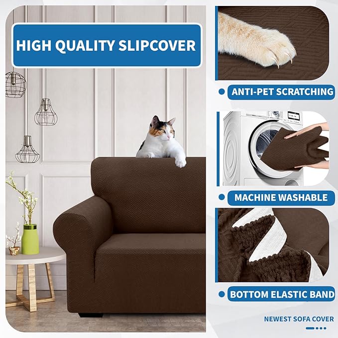 XINEAGE 2026 New Stretch Armchair Covers 1 Piece Chair Slipcovers Chair Protector for Living Room Thick Soft Chair Cover with Elastic Bottom Couch Cover for Pets Kids (31"-46", Coffee)