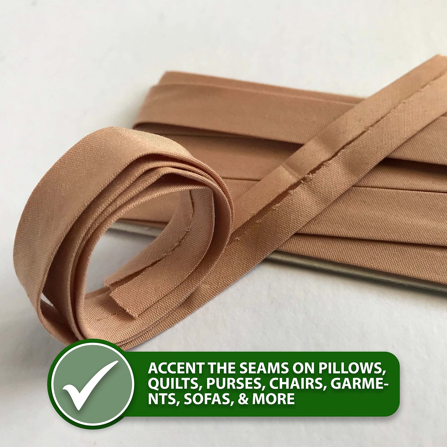 Mandala Crafts 55 Yards 1/2 Inch Green Double Fold Bias Tape for Sewing - Bias Binding Tape for Quilting Binding, Hemming, Seam, and Fabric Piping