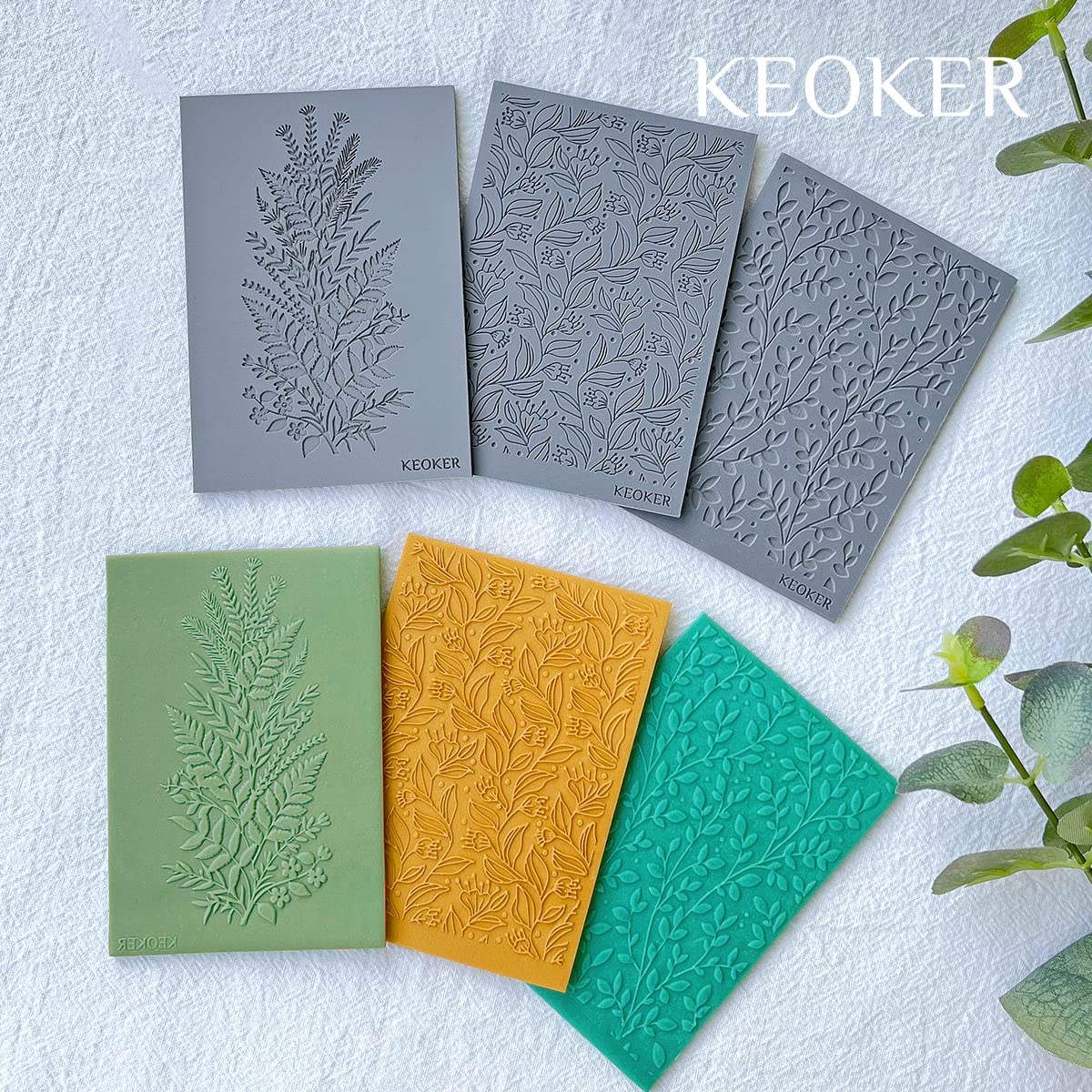 Keoker Polymer Clay Texture Sheets, Clay Texture Mat for Making Earrings Jewerly, Polymer Clay Earrings Tools (No. 7-8)