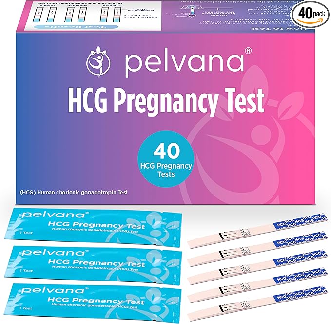 Pelvana Pregnancy Test Strip Value Pack 40 HCG Pregnancy Test Strips for Early Detection up to 6 Days Sooner - Easy to Understand for at Home Use - Ideal for Women Trying to Get Pregnant Naturally