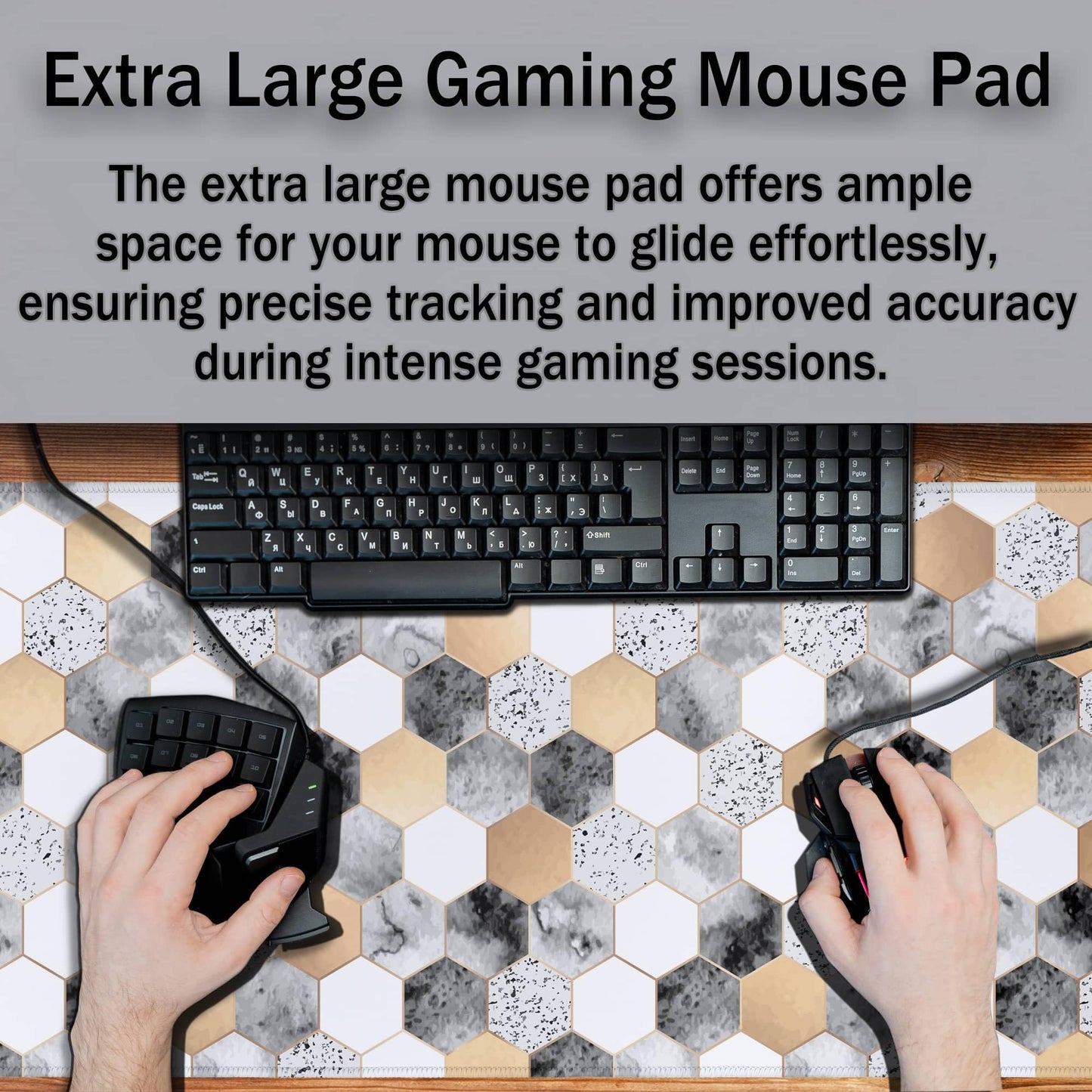 Samgula XXL Mouse Pad Desk Mat Large Gaming Mouse Pads Computer Mats 900X400 Mousepad Non-Slip Rubber Base Waterproof with Stitched Edges 35.4" X 15.7" for Game Office, Geometric Abstract