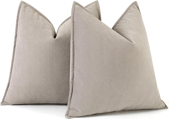 ZWJD Gray Pillow Covers 26x26 Set of 2 Chenille Pillow Covers with Elegant Design Soft and Luxurious Decorative Throw Pillows for Couch, Bed, and Home Decor