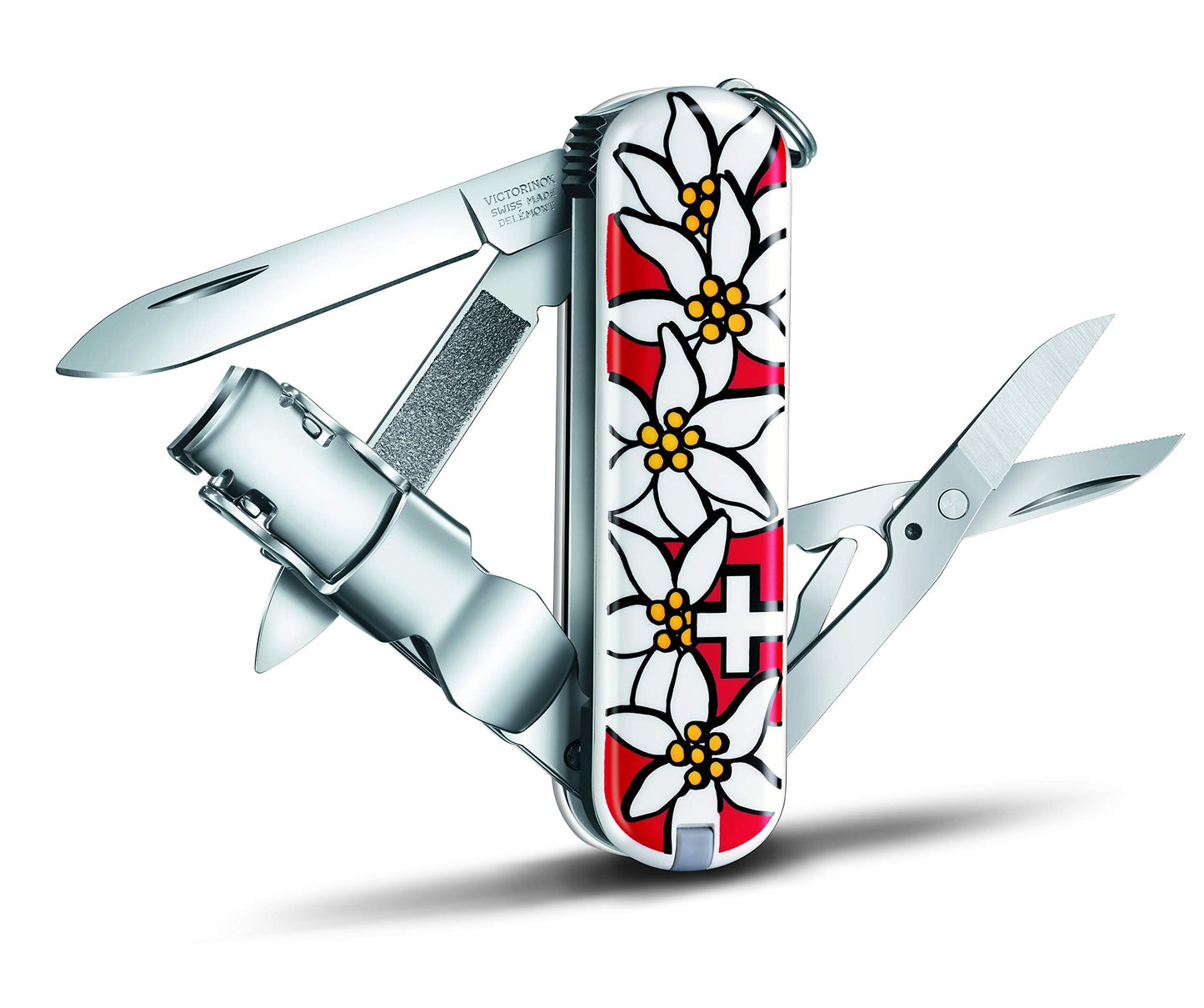 Victorinox Nail Clip 580, 8 Functions, Swiss Made Multi-Tool with Nail File, Nail Cleaner and Small Blade - Edelweiss