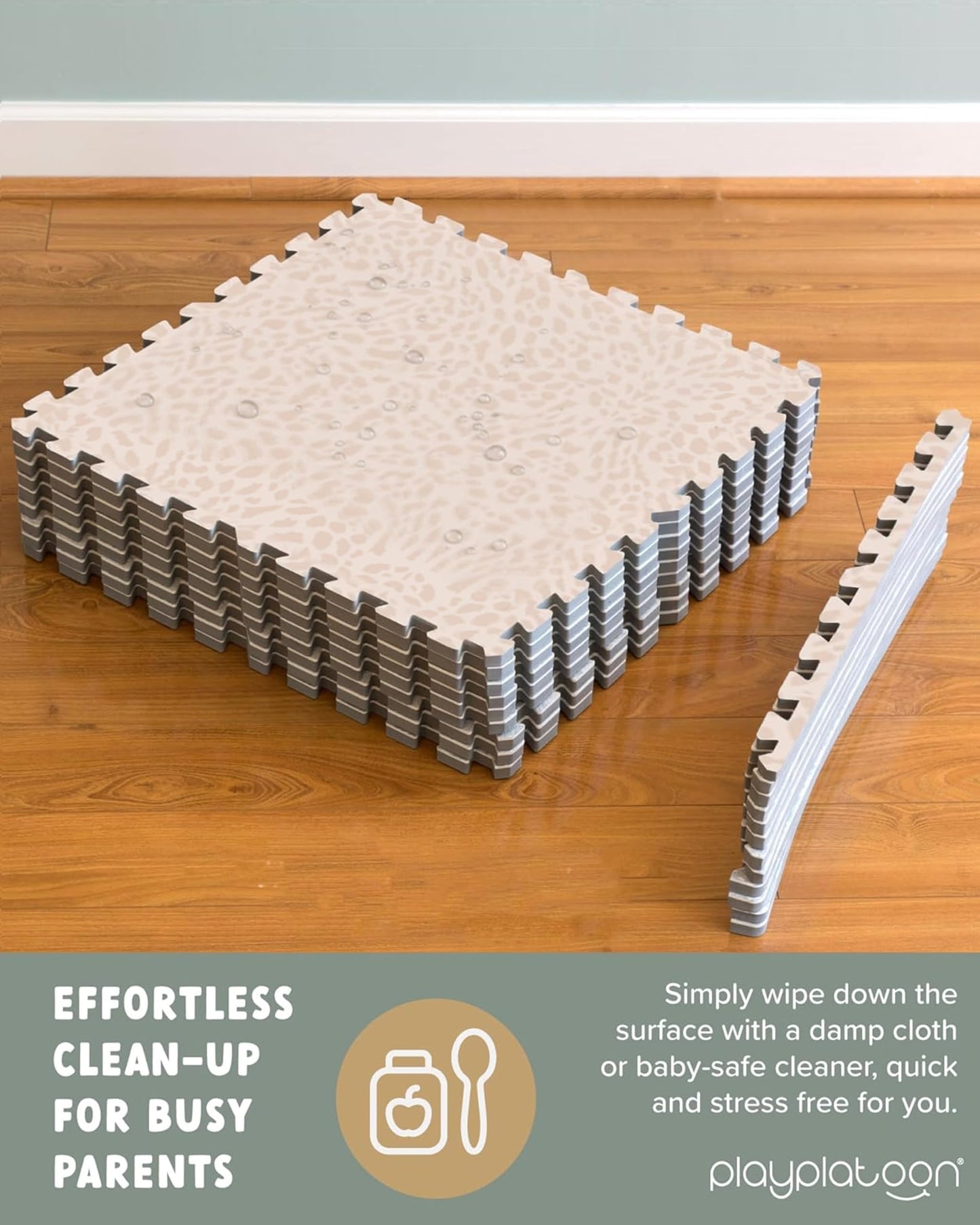 Play Platoon Non-Toxic Large Baby Play Mat for Floor, 16 Tile 96 x 96 inch - Extra-Thick Interlocking Foam Floor Tiles 24 x 24 in Puzzle Mat Pieces with Border, Playmat Rug for Kids - Savanna Print