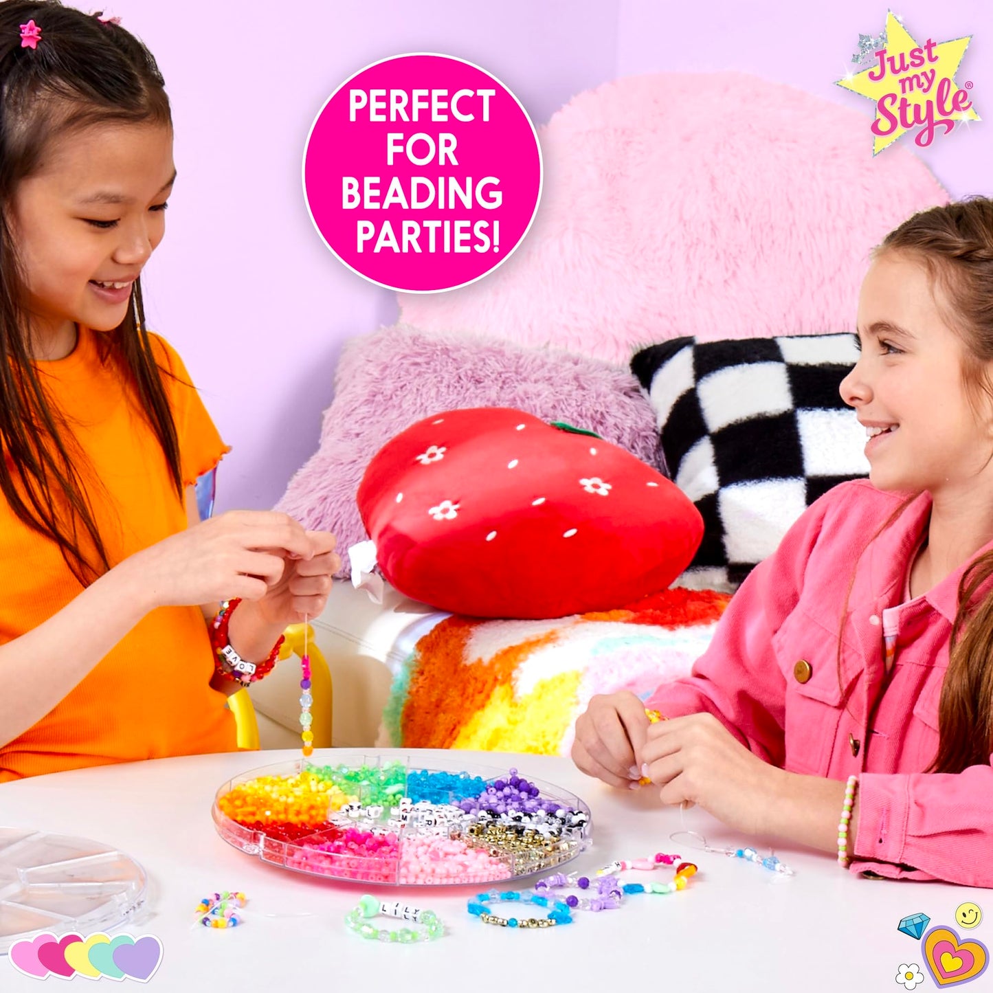 Just My Style Rainbow Bead Spinner, DIY Bracelet Making Kit with Swiveling Bead Case, Includes Over 1,000 Beads for Bracelet Making, Elastic, and More