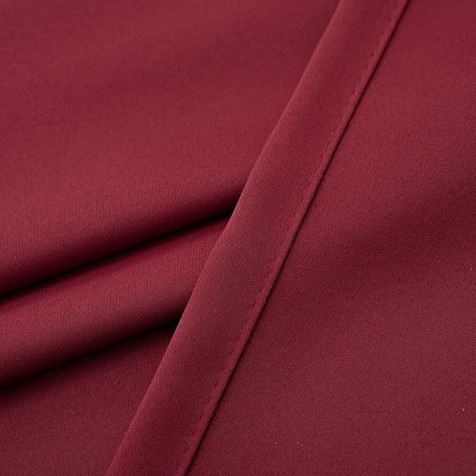 Pickluc Rod Pocket Tier Curtain - Half Blackout Curtain for Kitchen, Bathroom, Cabinet, Basement, 42 Inches Wide and 24 Inches Long, Burgundy Red, 2 Panels