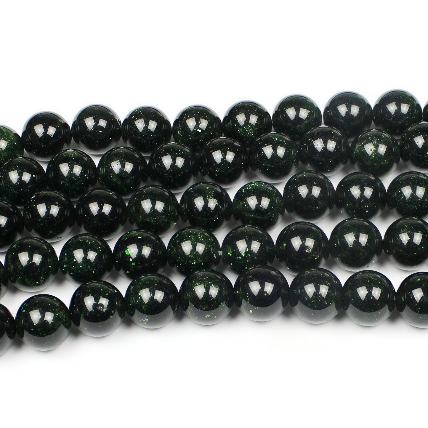 MJDCB Best Sellers Green Sand Stone Round Stone Beads for Jewelry Making DIY Bracelet Necklace (10mm)