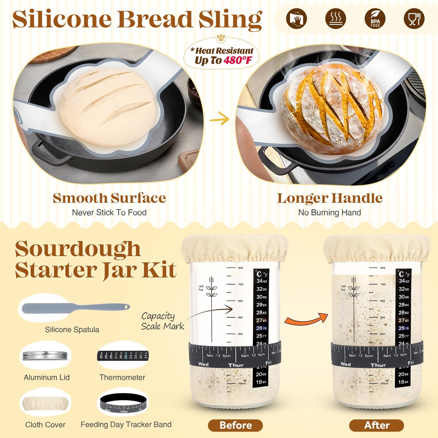 Sourdough Starter Kit, Sourdough Bread Baking Supplies, Sour Dough Starter Kits, Sourdough Tools for Modern Home And Kitchen, Sour Dough Tools, Bread Making Tools Kit, Gifts for Bakers Women Wife Mom