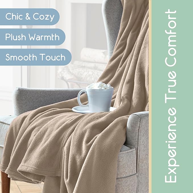 Vellux King Size Microfleece Blanket | Fleece Bed Blanket | All-Season Comfort | Supersoft Lightweight | Plush Throw Blanket for Bed Couch or Sofa | Pet-Friendly | Nutmeg