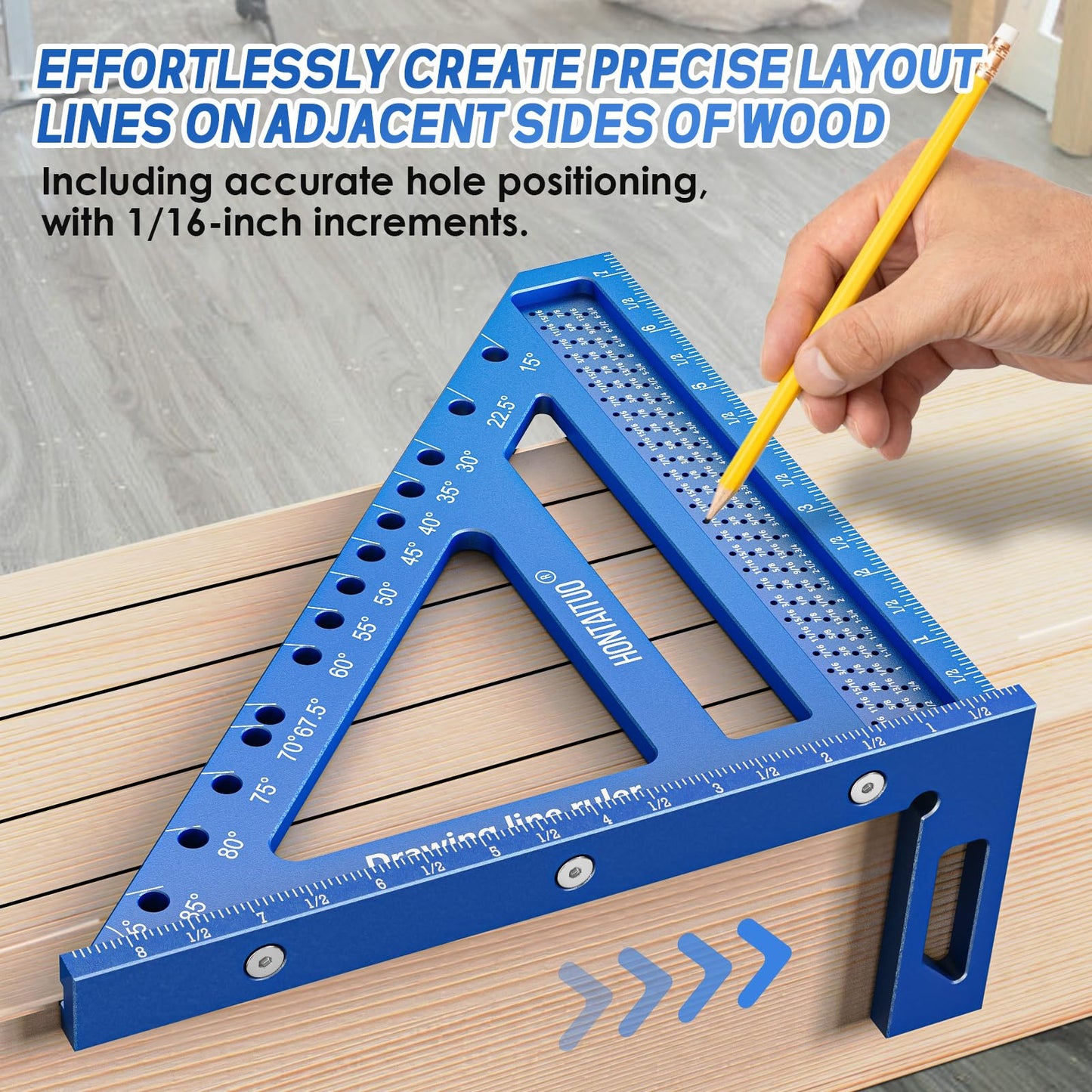 8.5 Inch Large Carpenter Square – Multi-Angle Measuring and Marking & Creating Spacing Marks,15-90 Degrees Angle Marking Square,Marking Gauge