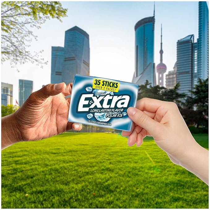 EXTRA Polar Ice Sugar Free Chewing Gum, Party Favors, Gum Packs Bulk, Breath Fresheners, 15 Ct (6 Pack)