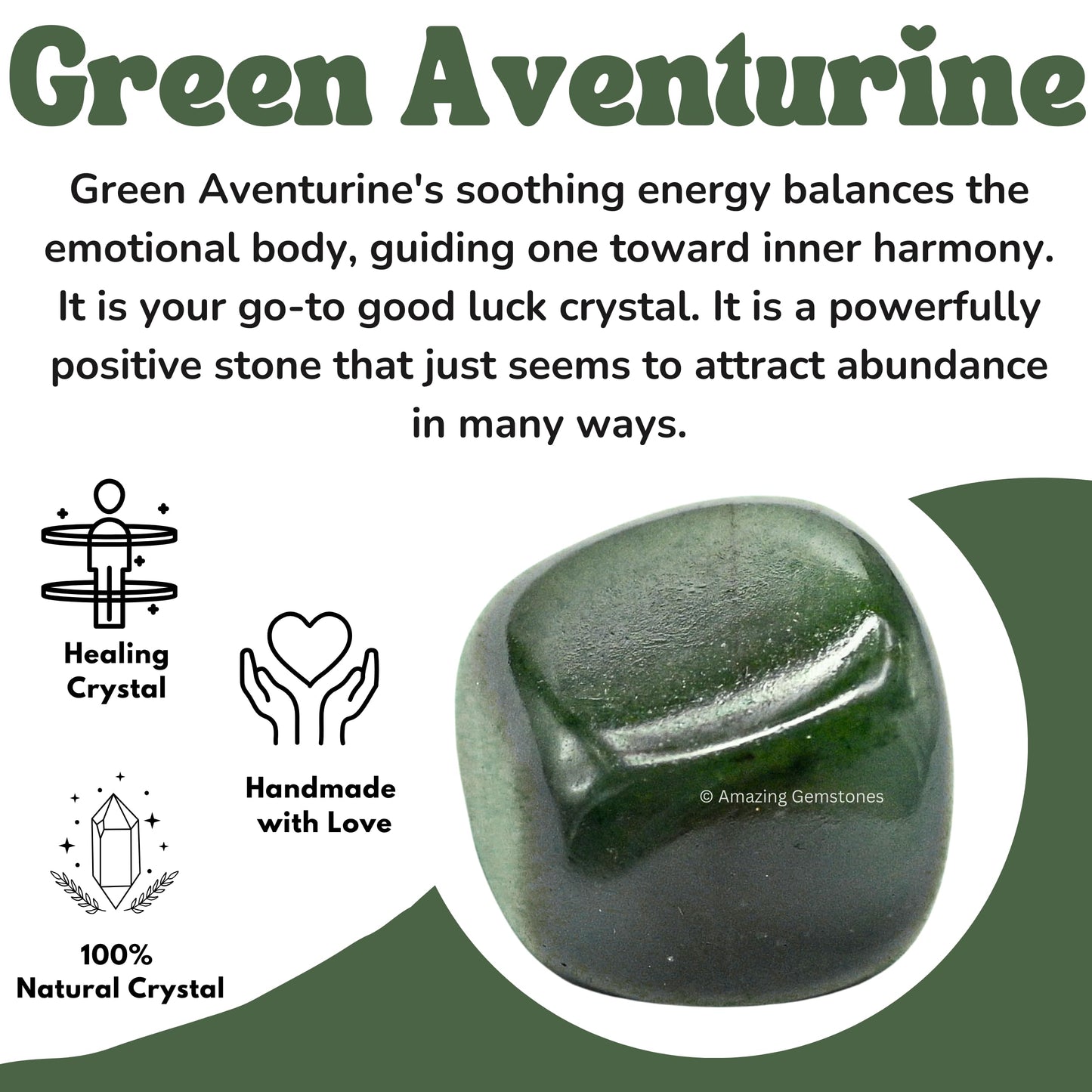 Amazing Gemstone Dark Green Aventurine Crystal Tumbled Stones Polished Rocks - Natural Gem Stones for Healing - DIY Crystals for Protection (1 Piece)