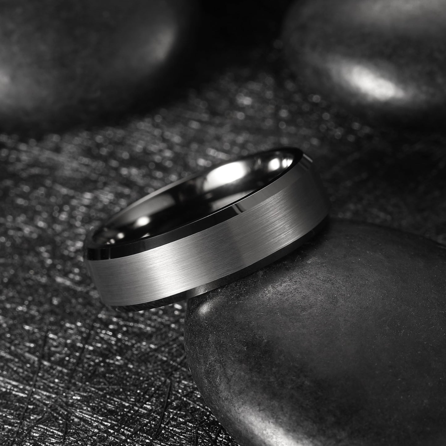 King Will 7mm Tungsten Carbide Ring for Men, Gunmetal Matte & Polished Comfort Fit ，Size 10