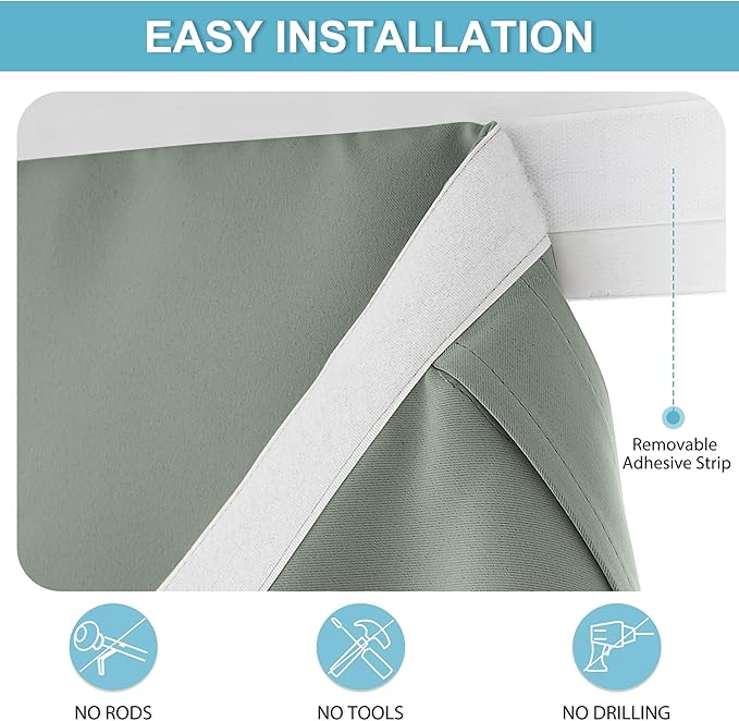 RYB HOME Blackout Door Curtain - Privacy Thermal Insulated Kitchen/Dining/Patio/Front/Tricia/French Door Window Curtains, W30 x L40 inch, 1 Panel, Sage Green