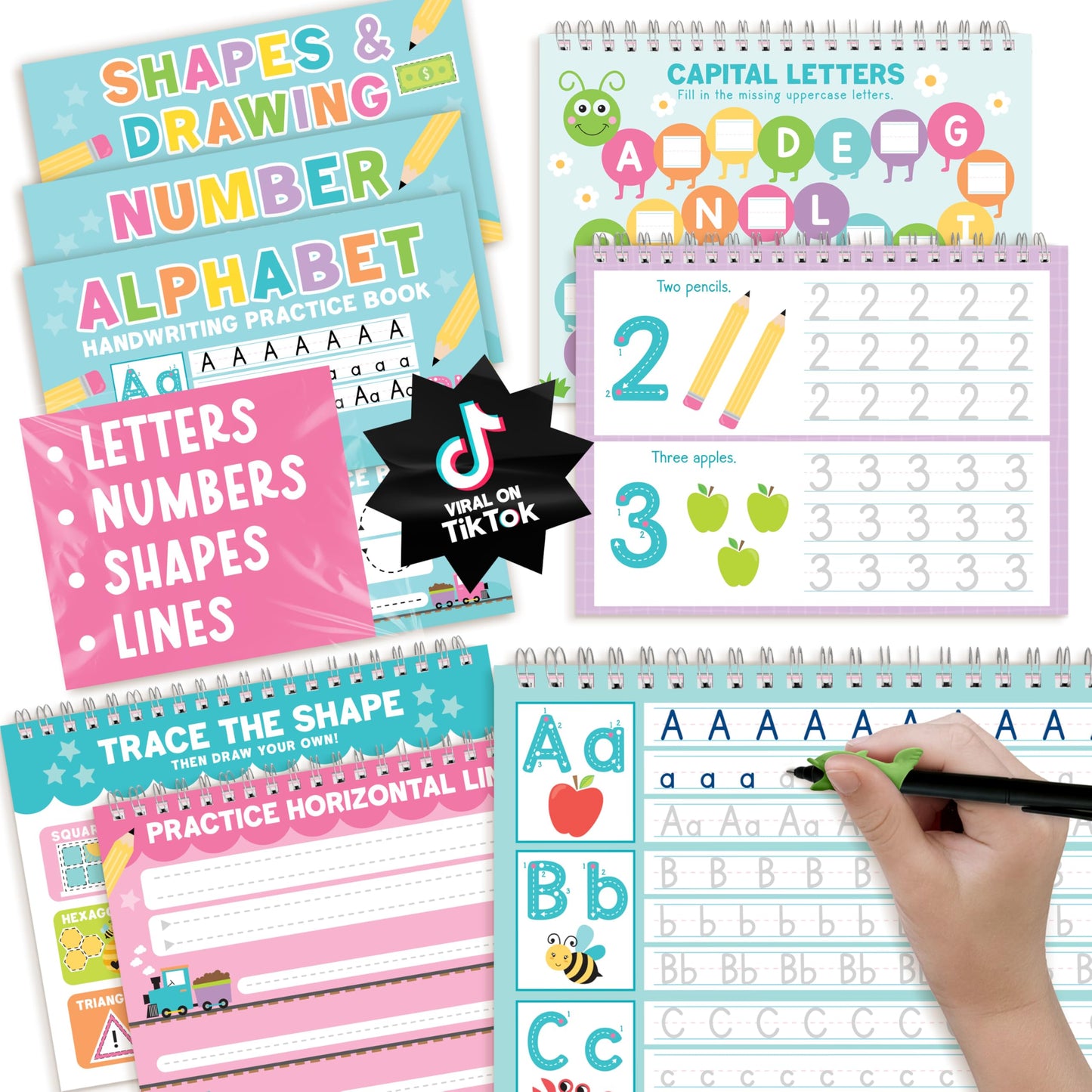 Hadley Designs Magic Grooved Writing Practice for Kids- Preschool Learning Activities, Letter Tracing for Kids Ages 3-5, Magic Book Handwriting Practice, Kindergarten Workbooks, Pre K Graduation Gifts