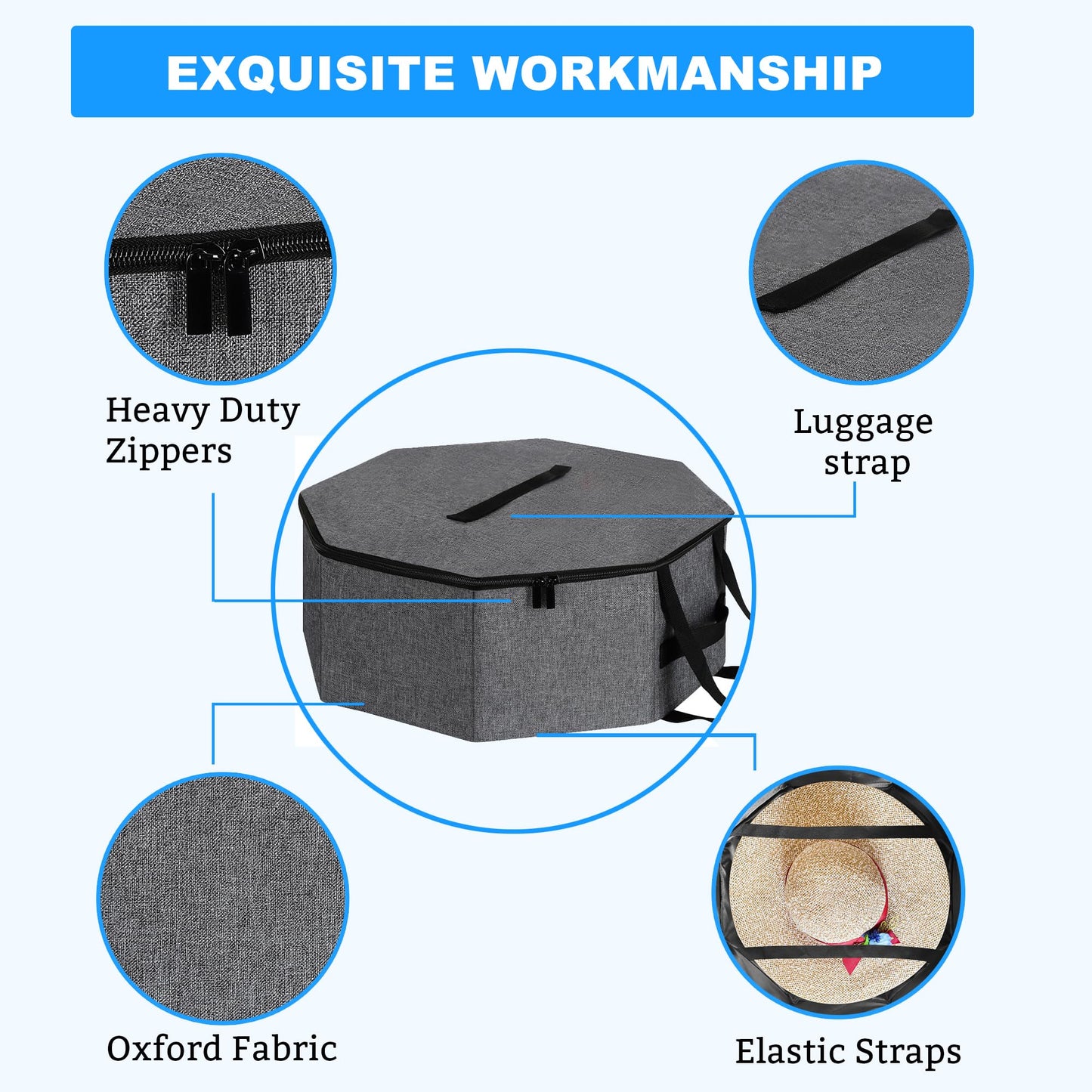 SHWWQUE Hat Storage Box,Hat Boxes for Women Storage,Cowboy Hats Holder for Travel,Wide Brims Hat Carrier Case,Stuffed Animal Toy Organizer,Hat Box Closet Organizers and Storage,Hat Boxes for Men