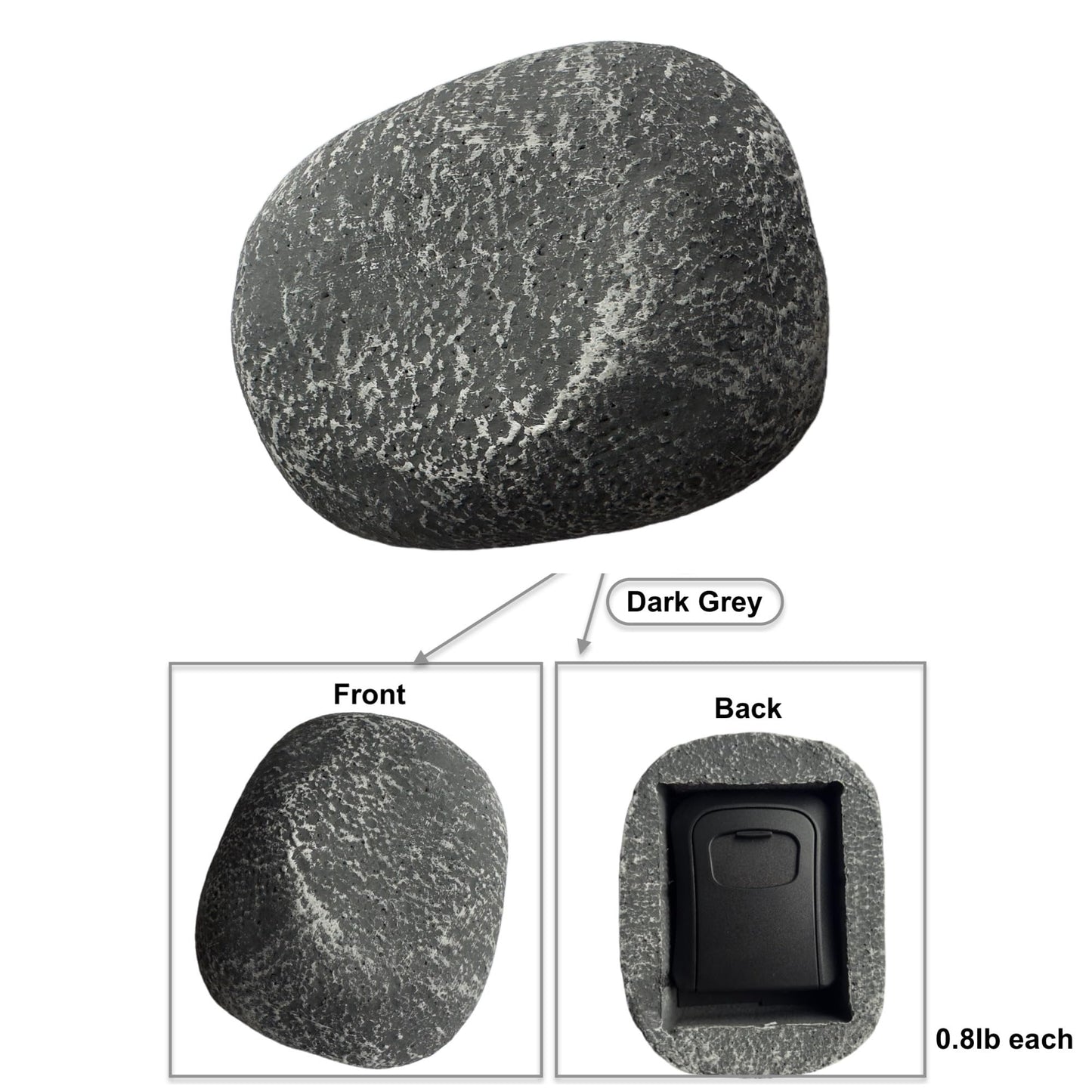 Arkali XXL Hide Keys Fake Rock Lock Box, Hide a Key Stone Look-Like Outdoor with 4-Digits Combination Lockbox, Spare Key Storage Box with Foam Protection for Home B&B, Rental, Office (Dark Grey)