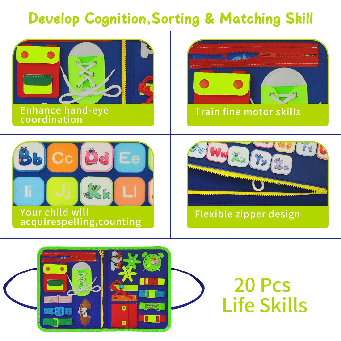 LearnToy Dinosaur Montessori Learning Toy for Toddlers Ages 3-5 Years, Busy Sensory Board with Educational Activities, Travel-Friendly Developmental Skills Toy