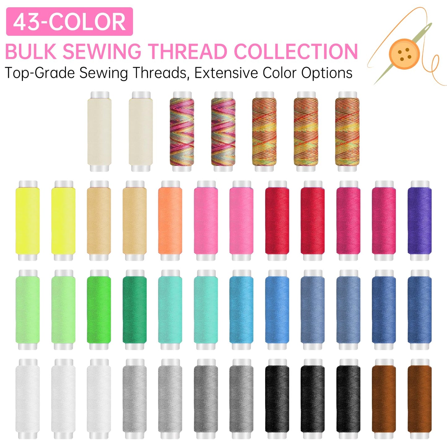 212PCS Large Sewing Kit for Adults, Portable Sewing Kit with Needles and 43XL Thread, Scissors, Buttons & Sewing Supplies, Basic Hand Sewing Repair Kit for Beginners, Emergency & Home Use