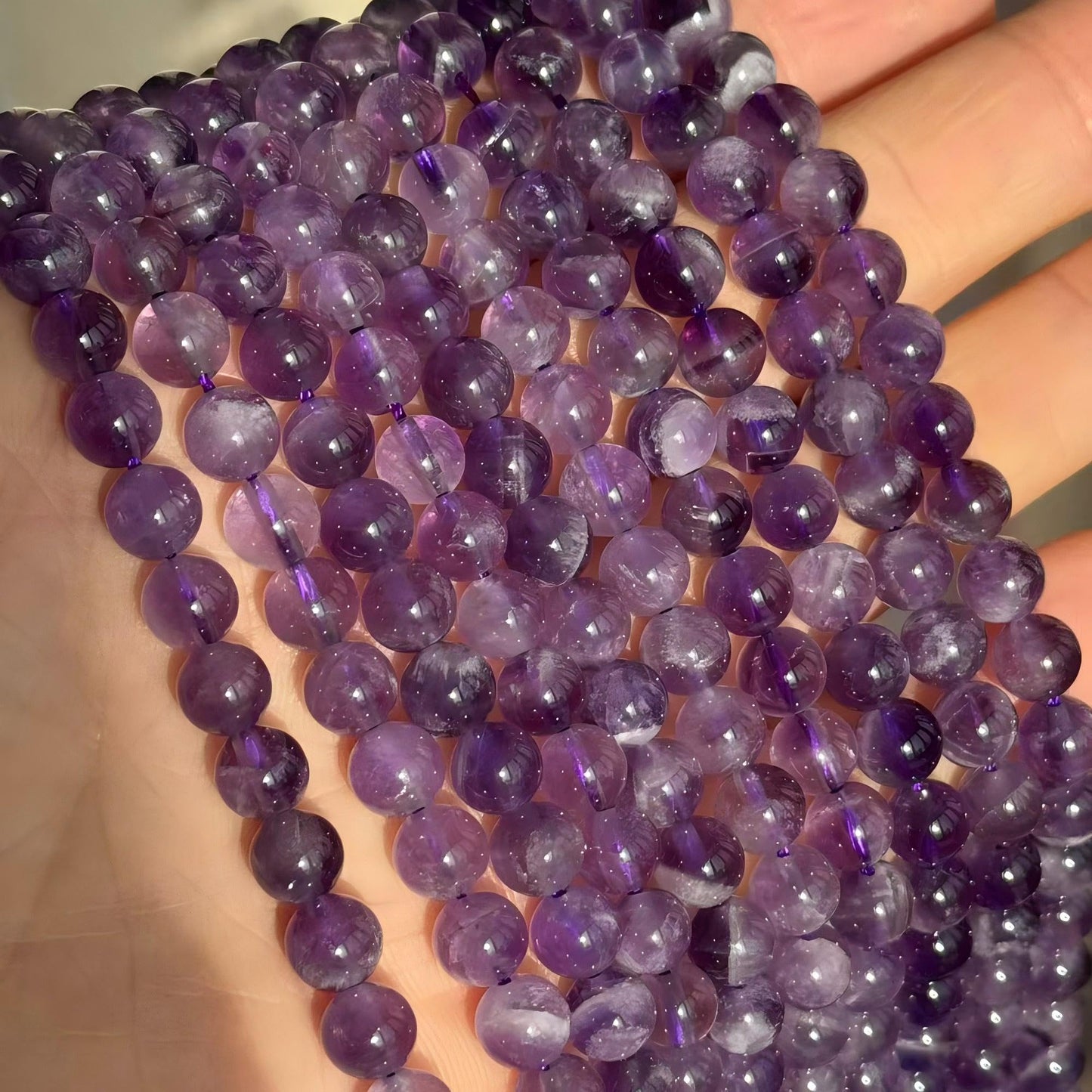 MJDCB Natural Dreamy Amethyst Beads Round Stone Beads DIY Loose Beads for Jewelry Making Beads 15" (6mm)
