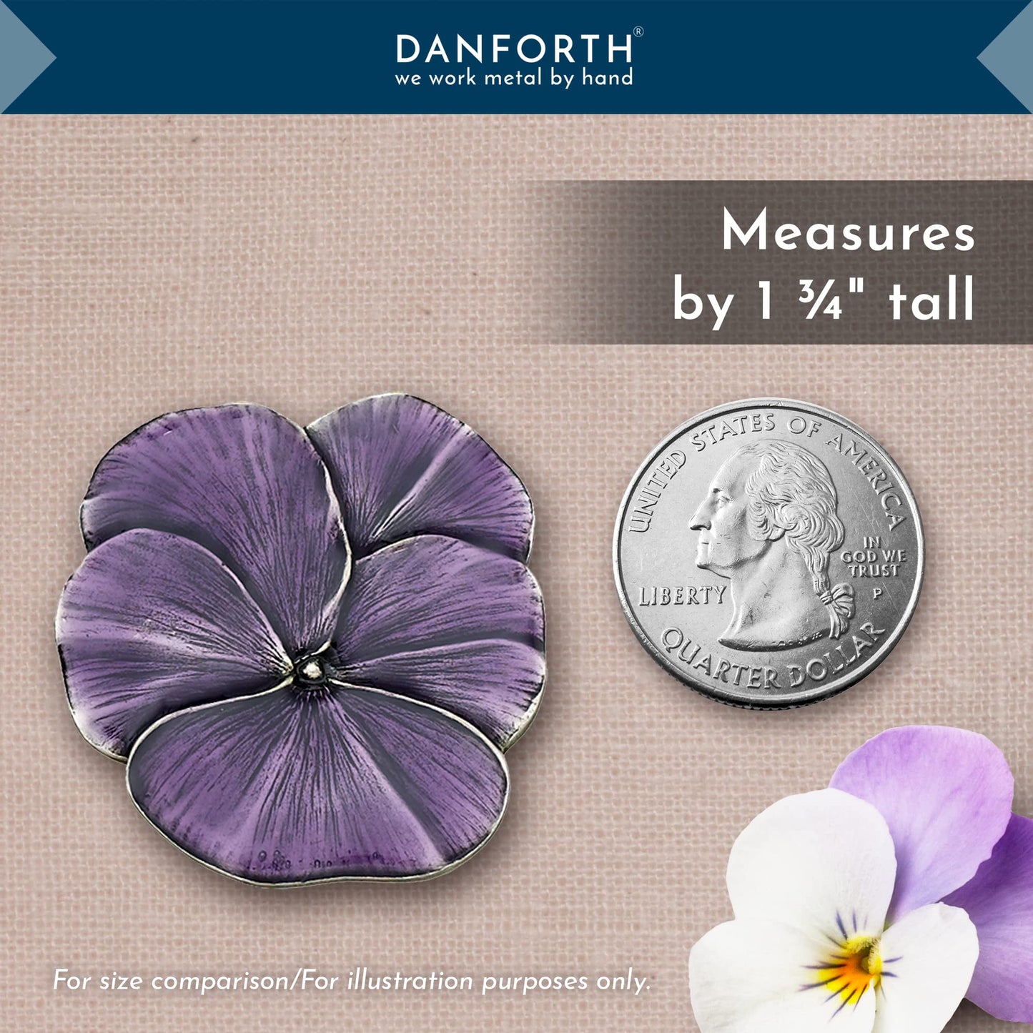 DANFORTH – Purple Pansy Brooch Pin – Handcrafted Pewter Brooch Pins For Women – 1 ¾” – Made In USA