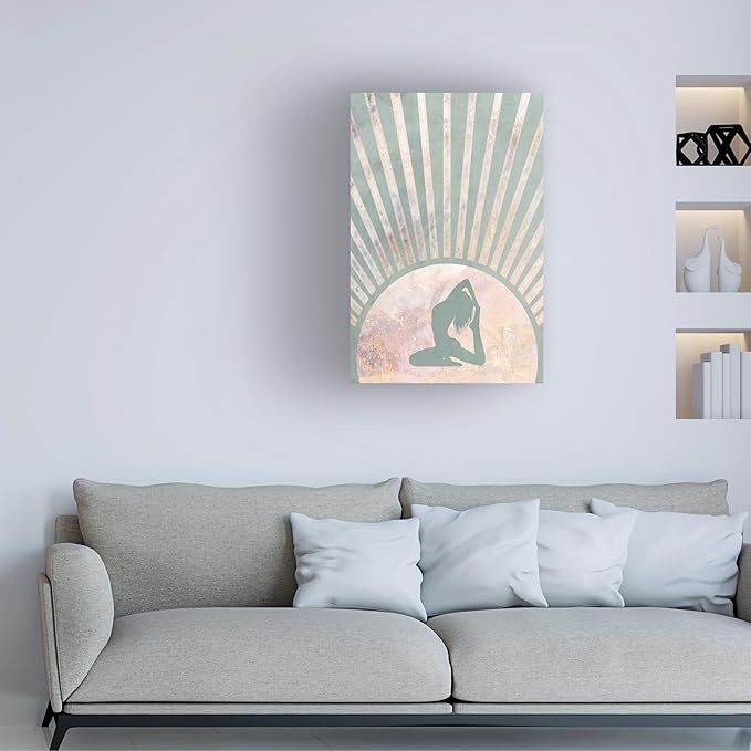 Trademark Fine Art Canvas Wall Art - Sarah Manovski 'Yoga Boho Sun Rise Green 7' Wall Art for Living Room, Bedroom, or Office Décor