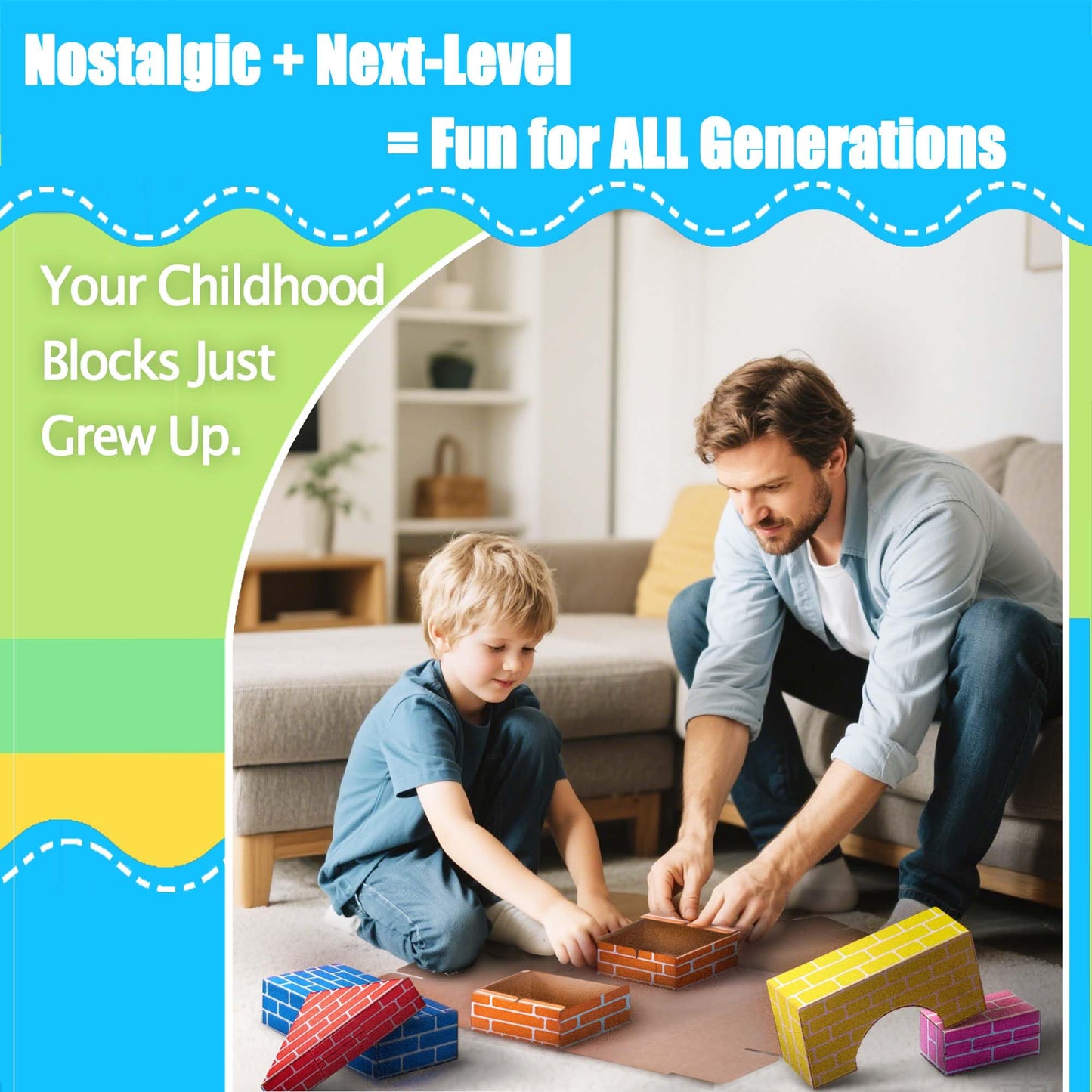 Cartboatoy 48-Pack Cardboard Building Blocks for Kids: 26/36/48 Jumbo Gifts Heavy Duty Develop Creative Thinking Spatial Reasoning Easy to Assemble