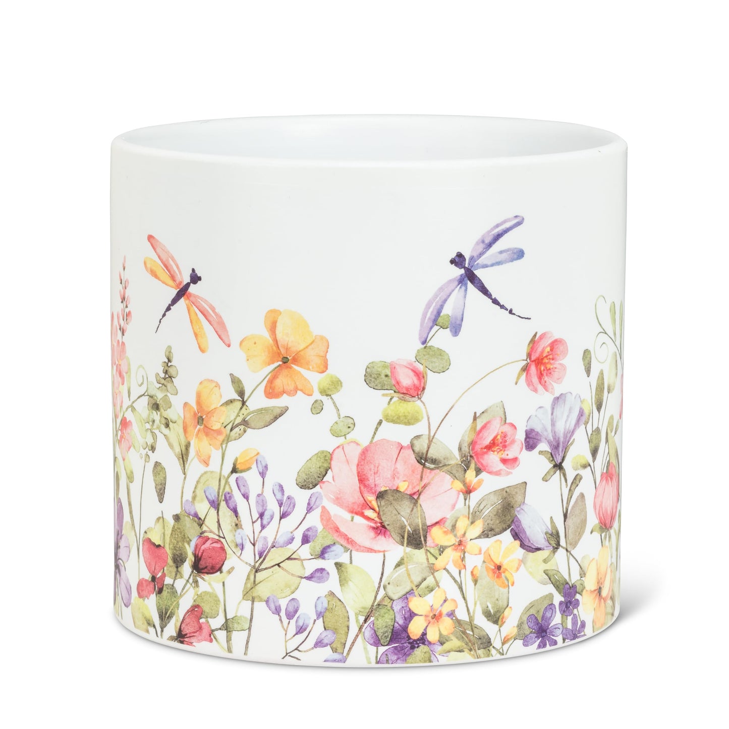 Abbott Collection Large Dragonfly & Floral Planter - Ceramic, Multicolor (6.5" D)