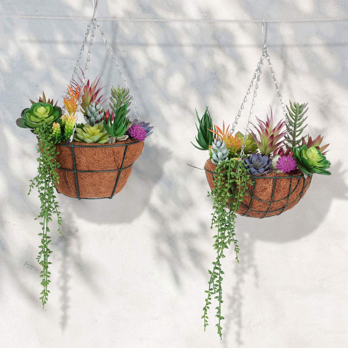 Meneco Artificial Hanging Succulent Plants – 2 Pack String of Pearls Plant Artificial Hanging Plants Unpotted Fake Plants for Bedroom Aesthetic (Small)