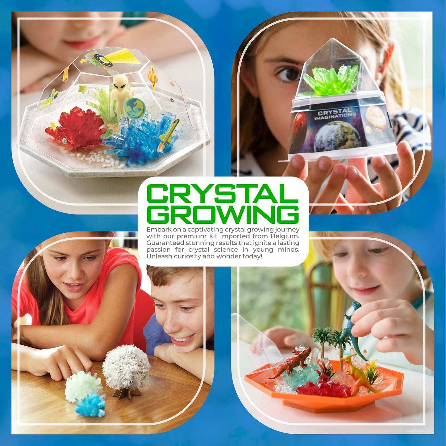 4M 7 Crystal Growing Science Experimental Kit with Display Cases - Easy DIY STEM Toy Lab Experiment Specimens, Educational Gift for Kids, Teens, Boys & Girls