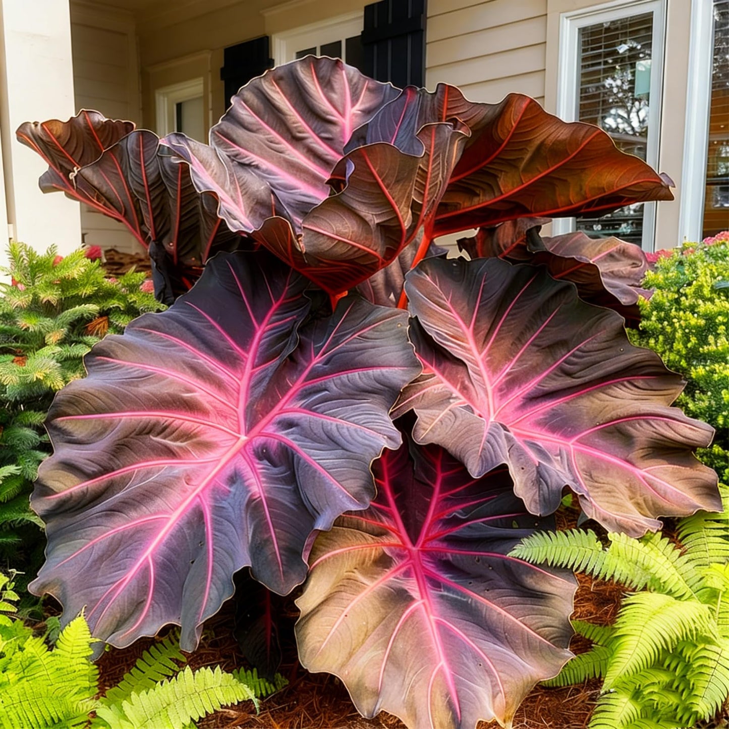 LBJDUYS Elephant Ear for Planting - Black and Red Elephant Ear - Outdoor Decoration, Bold Tropical Accent for Patio and Garden Paths (6)