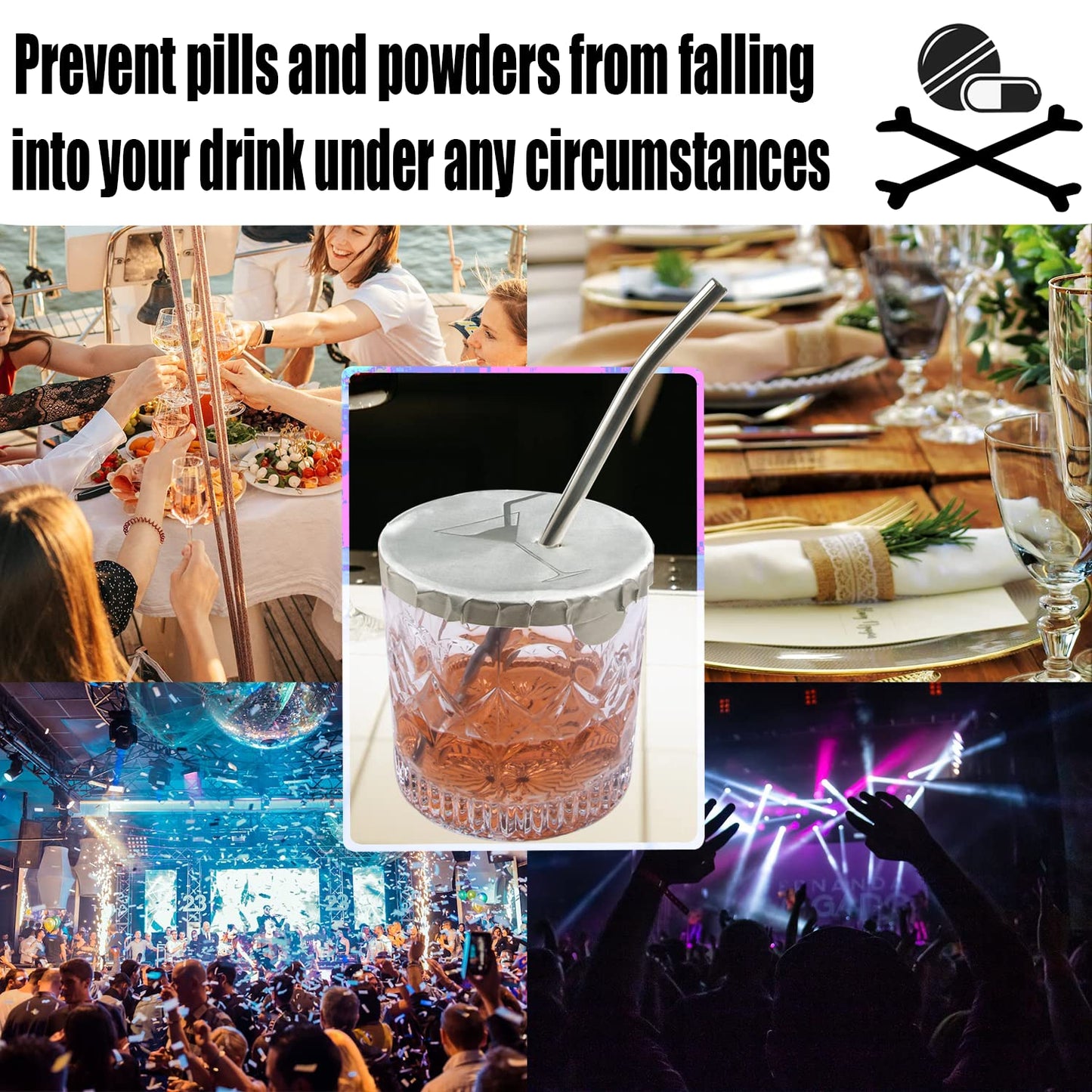 Protective Drink Cap 50 Pack, Covers for Alcohol Protection, Keeps Unwanted Items From Getting Into Cups, Fits Most Cup Sizes