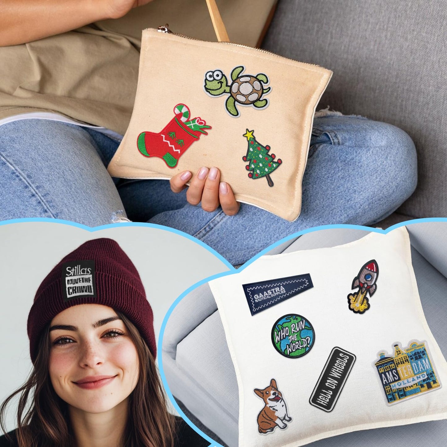 60Pcs Random Assorted Styles Embroidered Patches, Sew on/Iron on Patch Applique for Clothes, Dress, Hat, Jeans, DIY Accessories