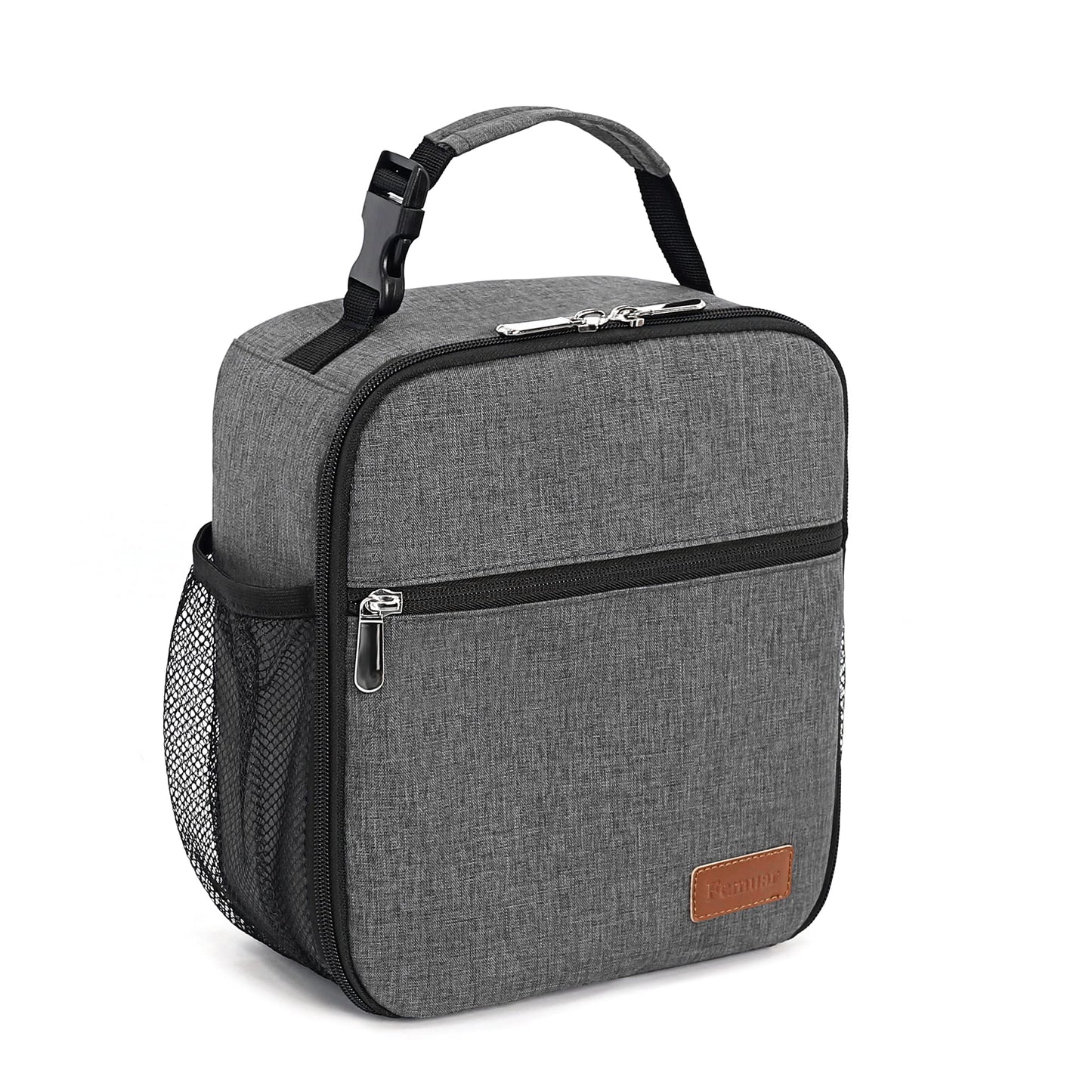 Femuar Lunch Box for Men Women Adults Small Lunch Bag for Office Work Picnic - Reusable Portable Lunchbox, Charcoal Grey