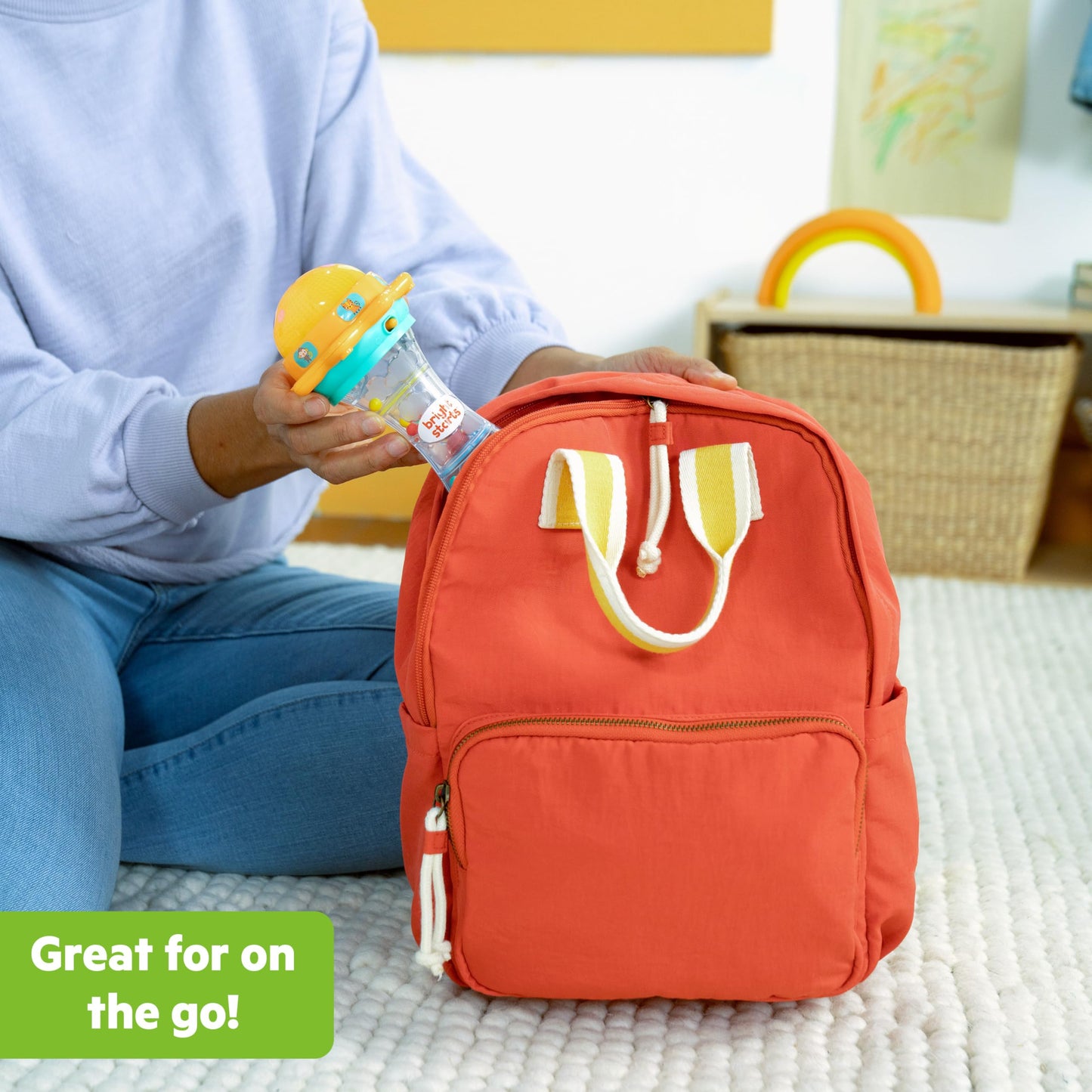 Bright Starts Just for Sun Flashlight Toy with Animal Sounds, Rainstick Rattle Beads and Mirror, Unisex Toy for Ages 6 Months+