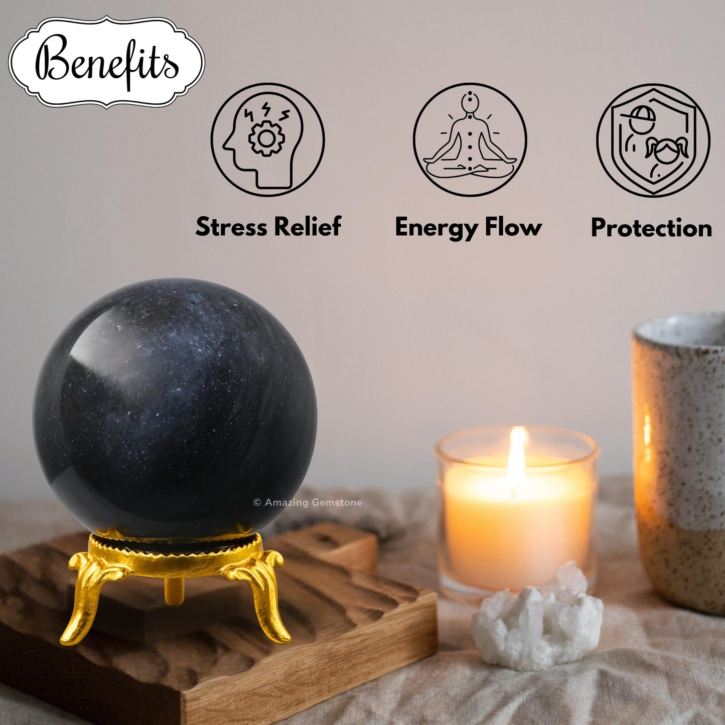 Amazing Gemstone Blue Aventurine Crystal Ball with Stand - 2" Inches Crystal Sphere Meditation Balls for Witchcraft and Decorative Balls
