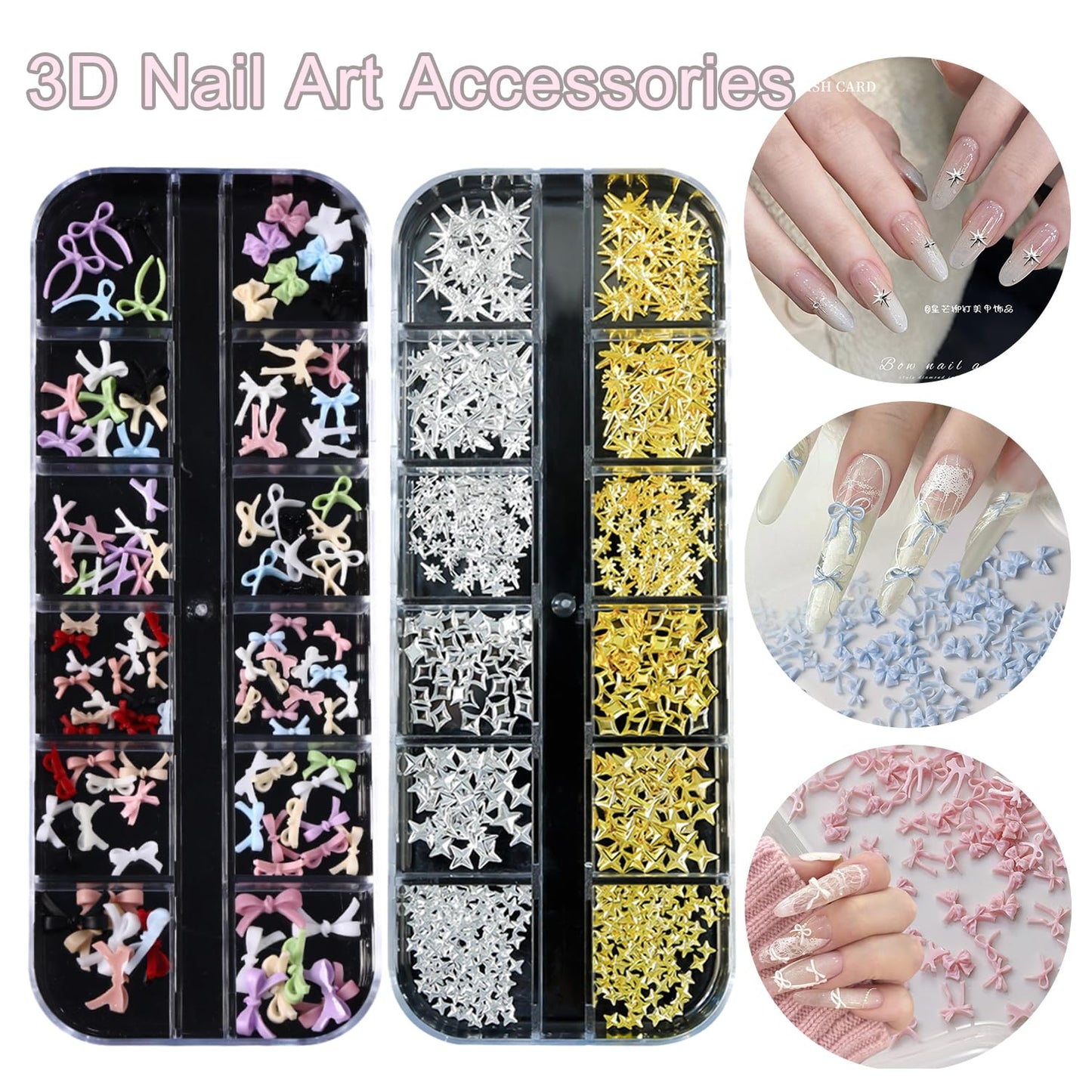 GZMAYUEN Nail Charms, Rhinestones for Nails, Nail Pearls, 3D Nail Charms and Gems, Nail Art Accessories Set, 8 Boxes