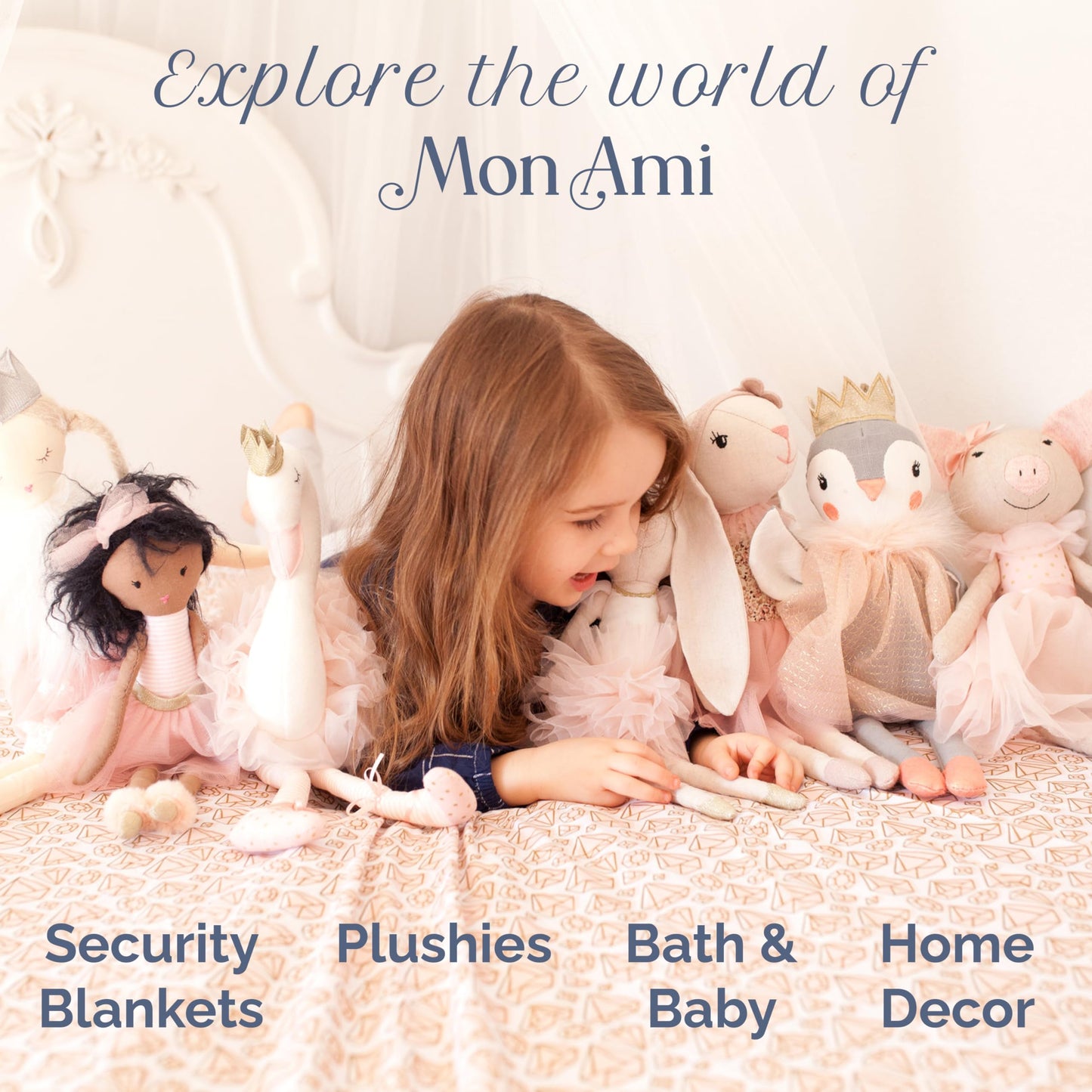 MON AMI PRU Goose Teether Lovie | 12-Inch Baby Security Blanket with Silicone Teether | Soft Plush Lovey for Teething Relief & Comfort